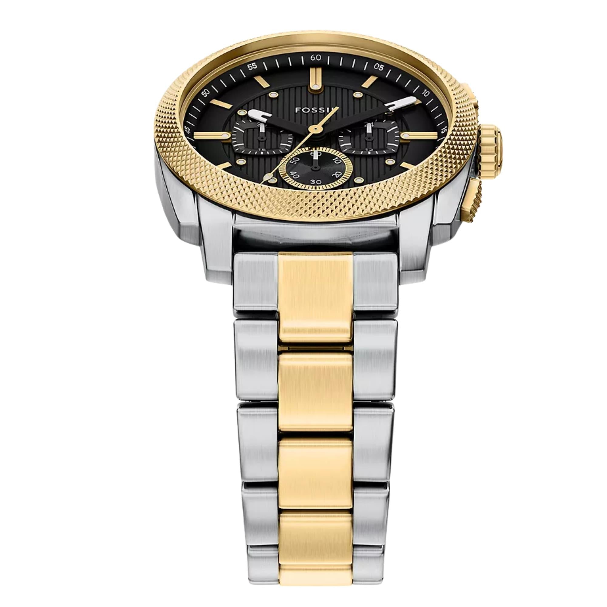 Fossil Machine 44mm Chronograph Black Dial Steel Mens Quartz Watch FS6159