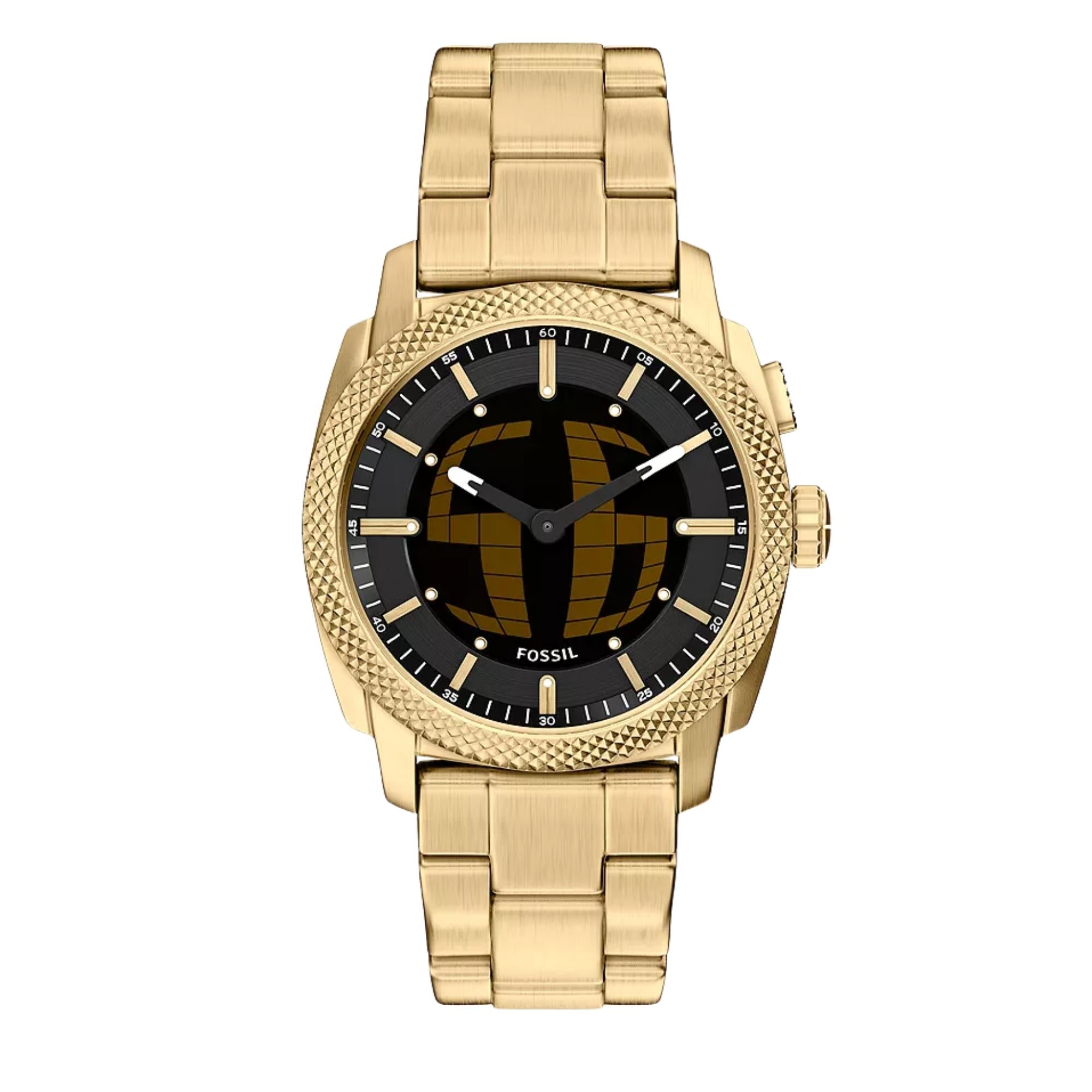 Fossil Machine 41mm Schwarzes Zifferblatt Stahl Herren Digi-Analogue Uhr FS6157