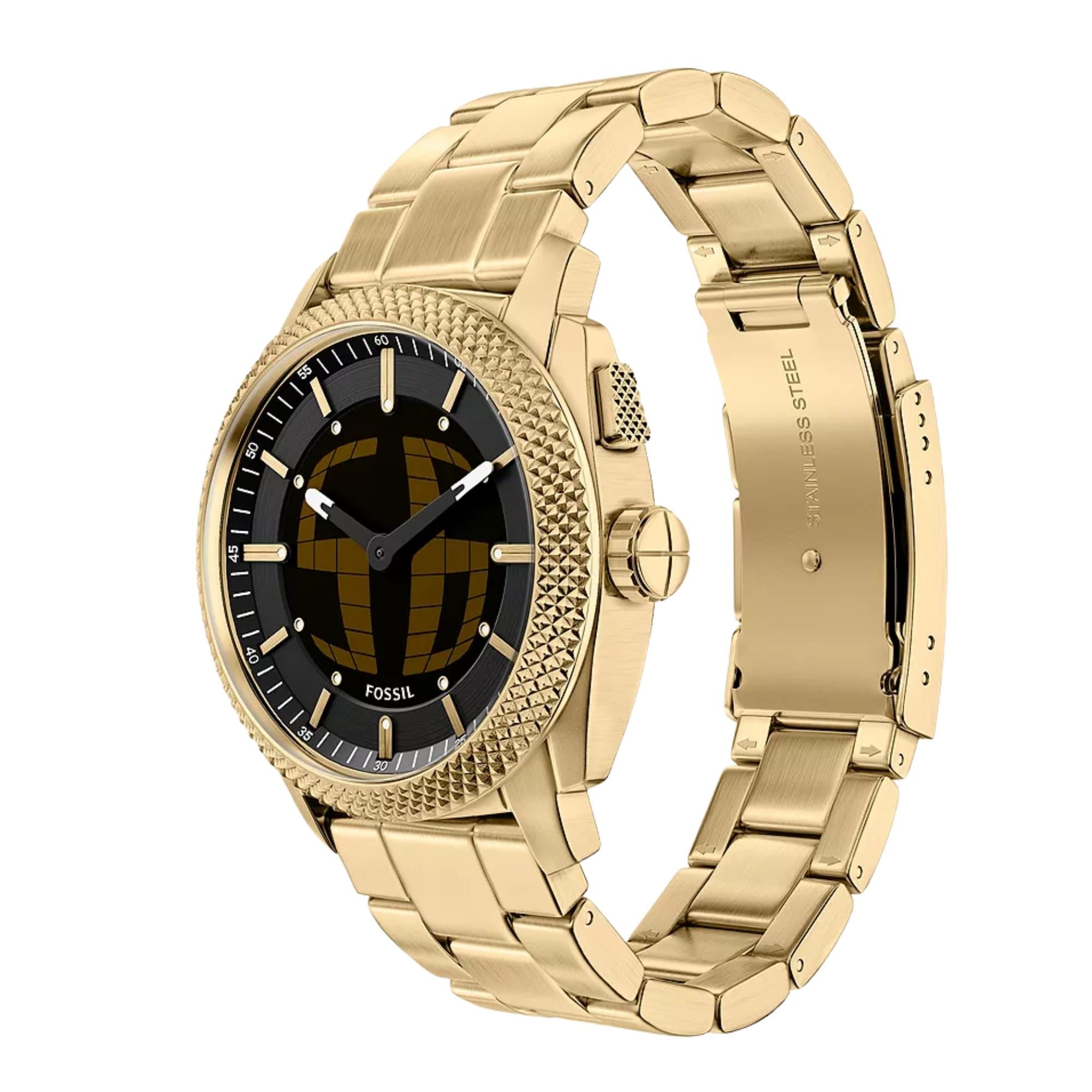 Fossil Machine 41mm Schwarzes Zifferblatt Stahl Herren Digi-Analogue Uhr FS6157