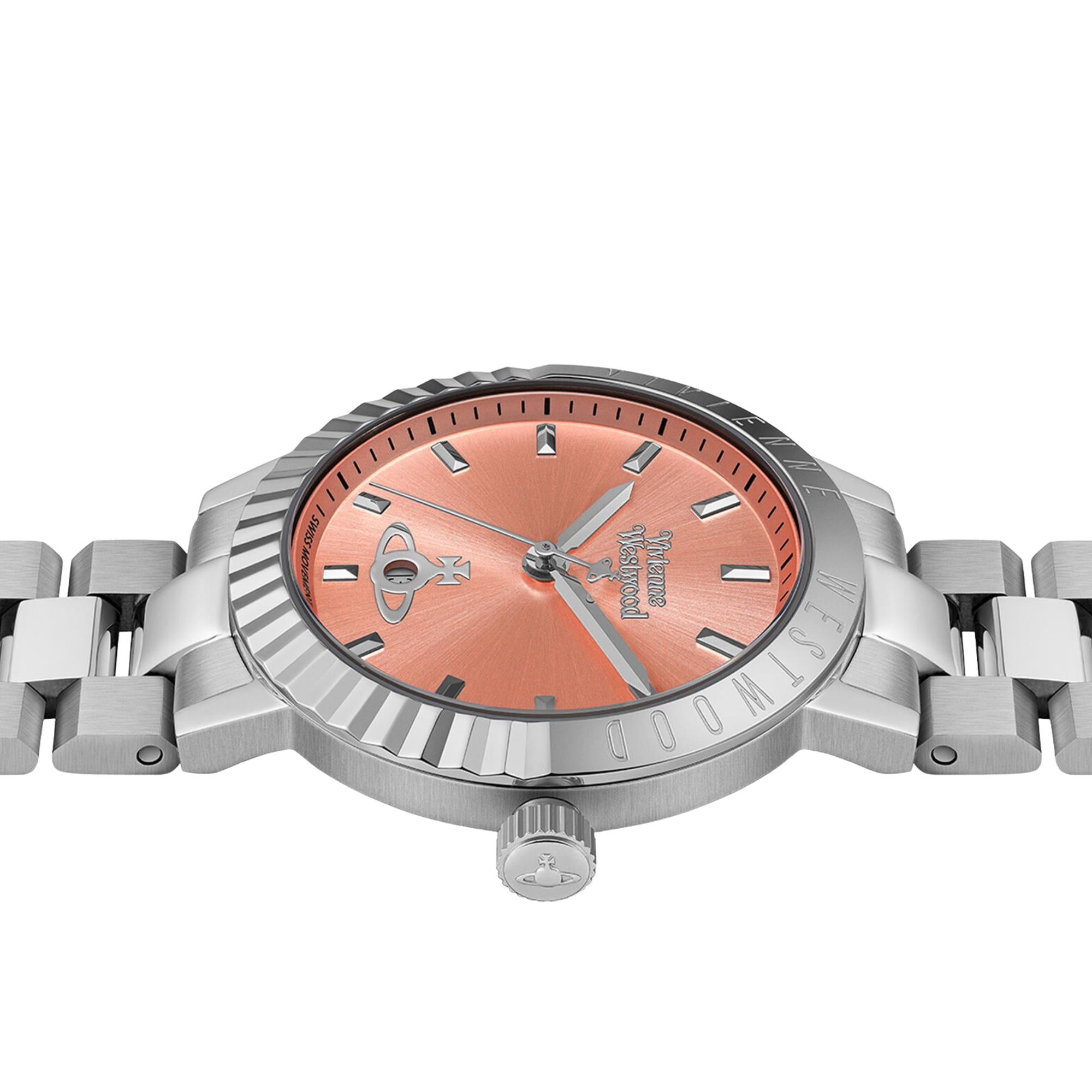 Vivienne Westwood Dulwich Quarz Pinkes Zifferblatt Stahlarmband Damen Uhr VV307COSL