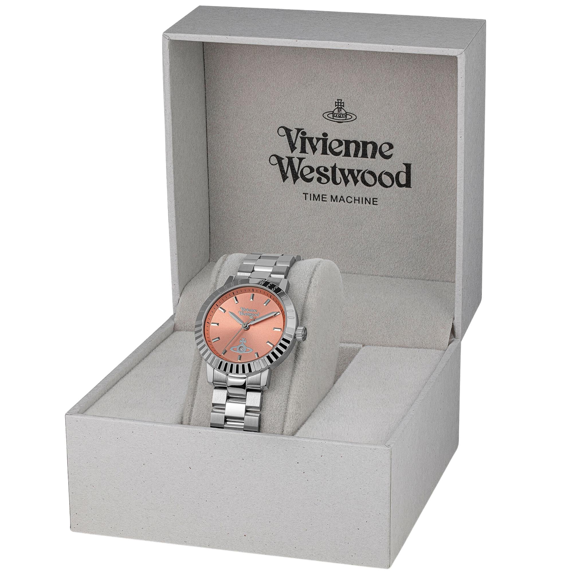 Vivienne Westwood Dulwich Quarz Pinkes Zifferblatt Stahlarmband Damen Uhr VV307COSL