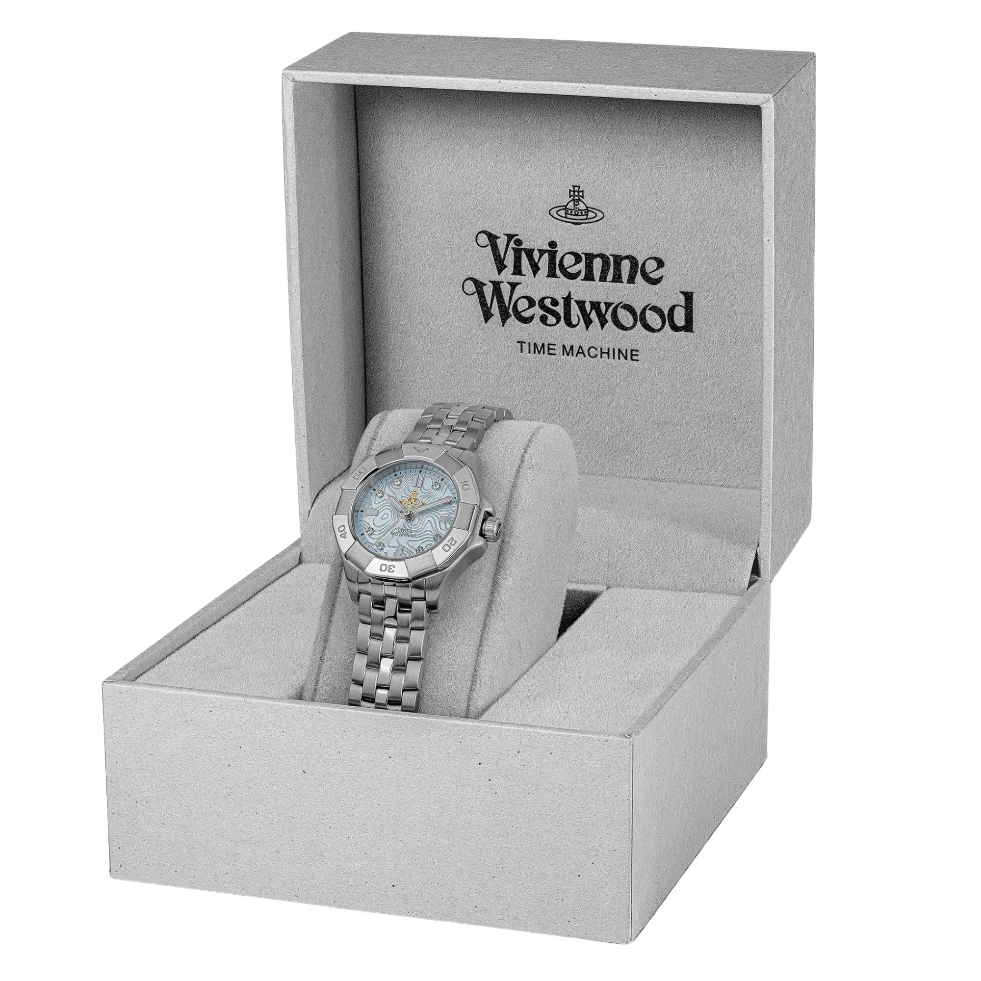 Vivienne Westwood The Brompton  Blue Dial Steel Strap Women's Watch VV341LBLSL