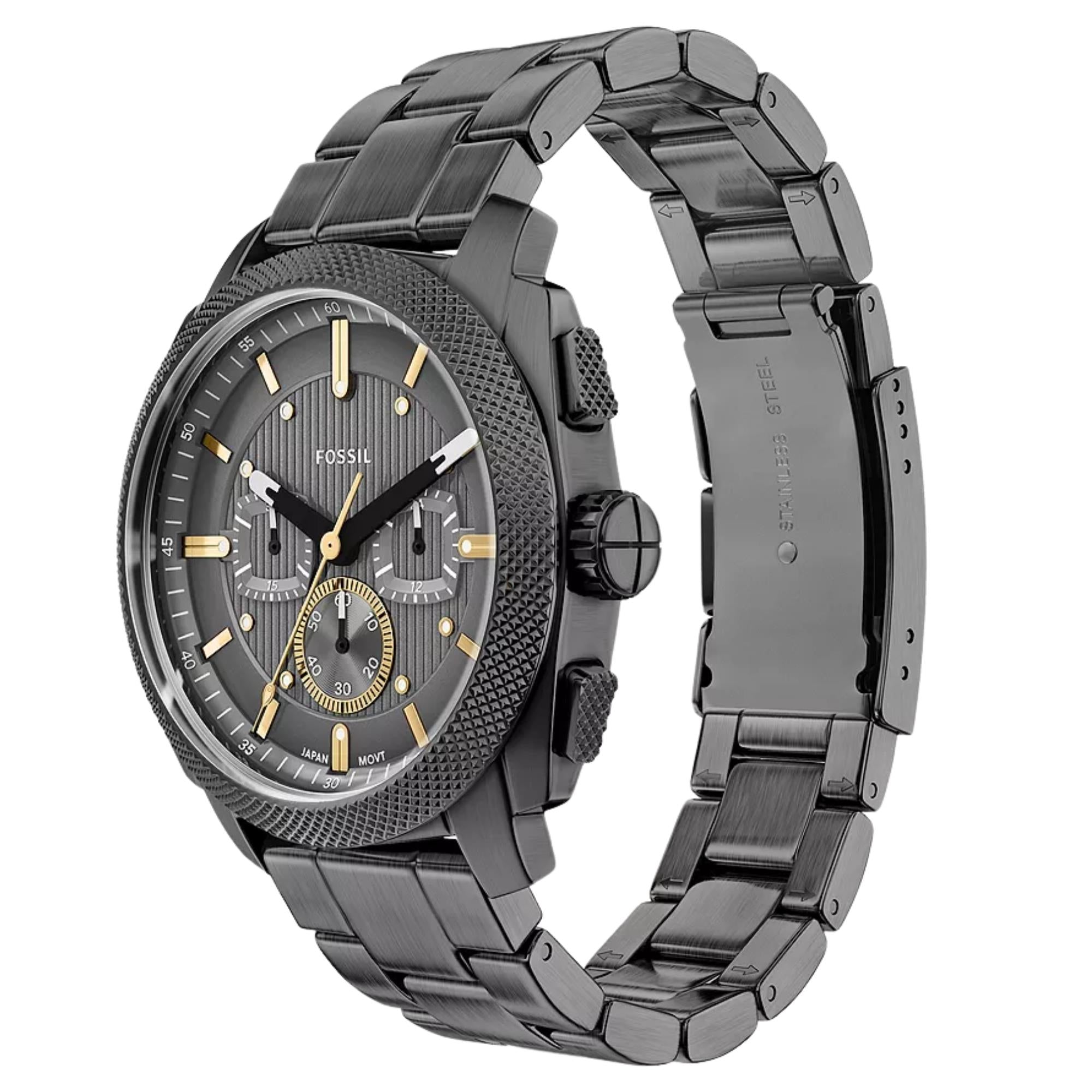 Fossil Machine 44mm Chronograph Grey Dial Steel Mens Quartz Watch FS6160