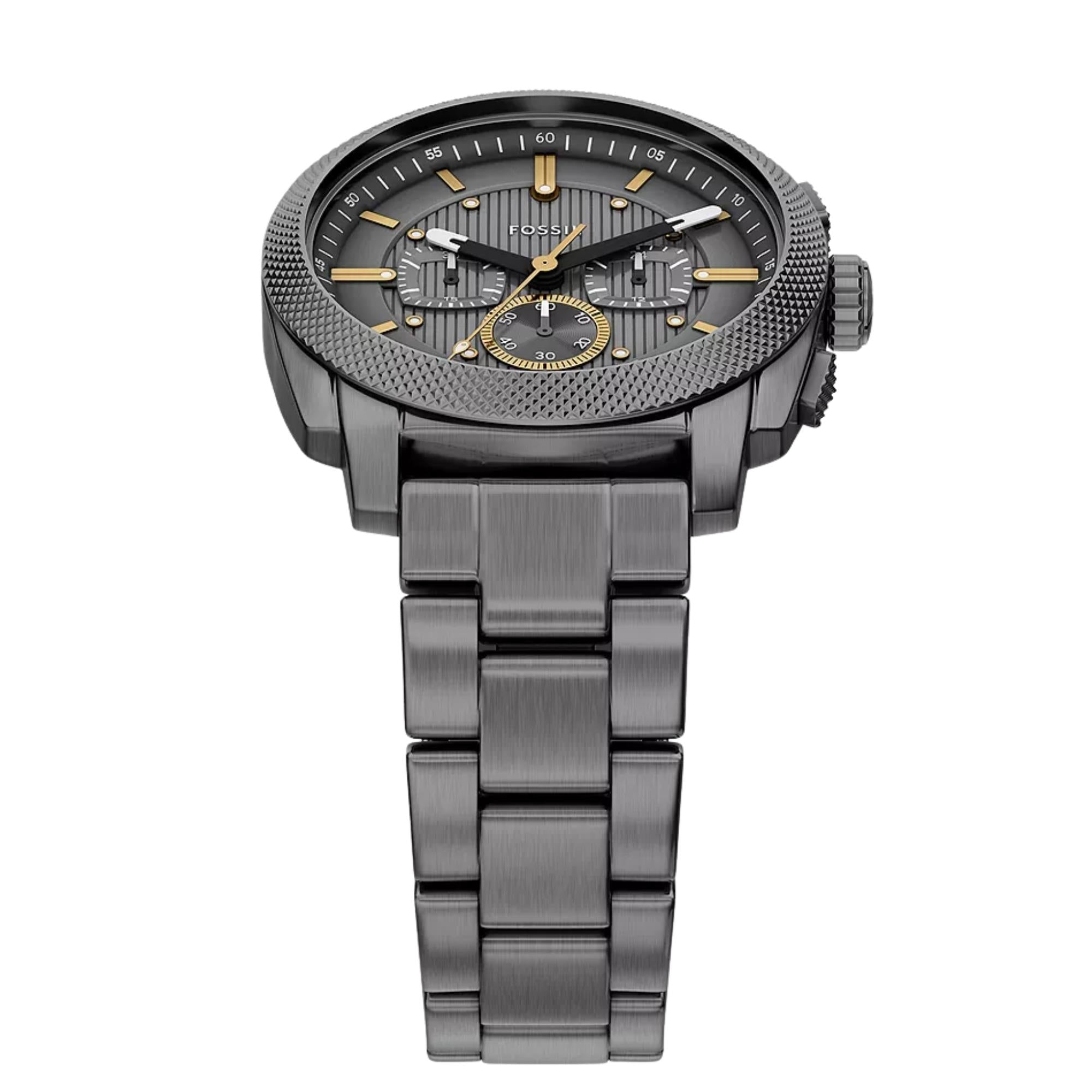 Fossil Machine 44mm Chronograph Grey Dial Steel Mens Quartz Watch FS6160