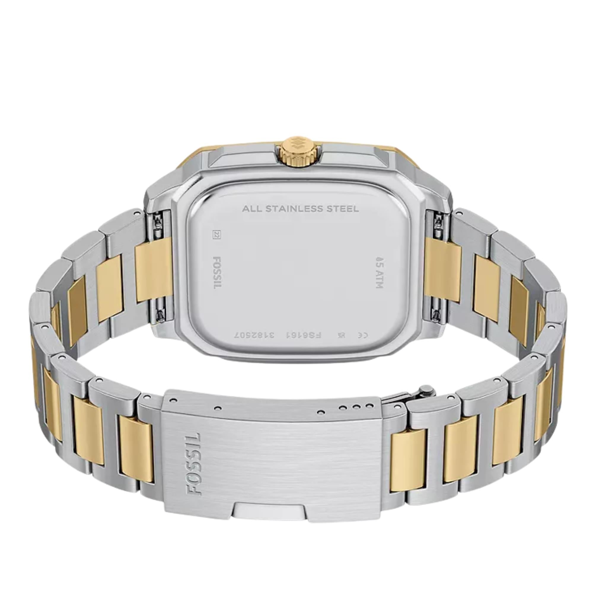 Fossil Crosby 42mm Blaues Zifferblatt Stahl Herren Quarz Uhr FS6161