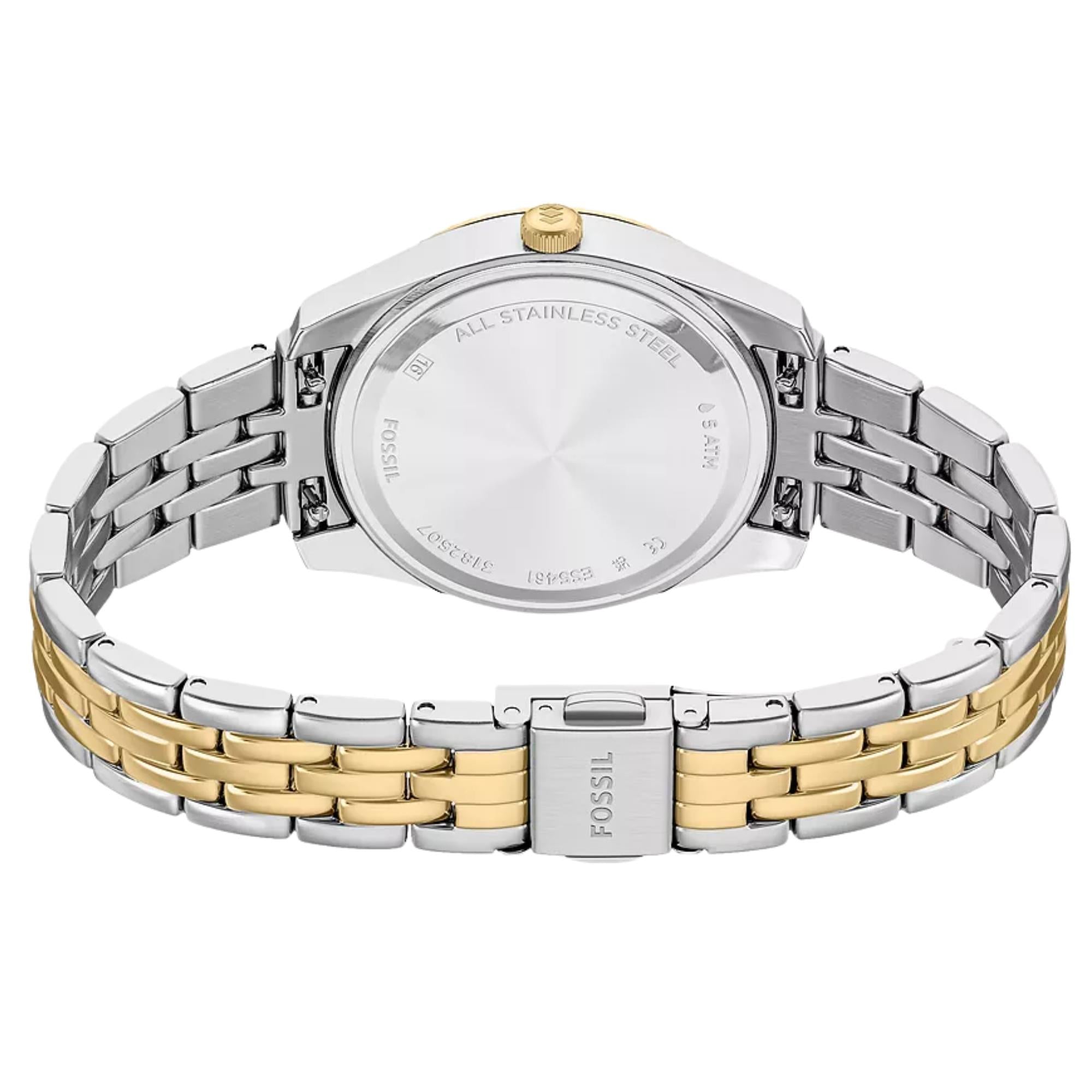 Fossil Scarlette 32mm Pink Dial Steel Ladies Quartz Watch ES5461