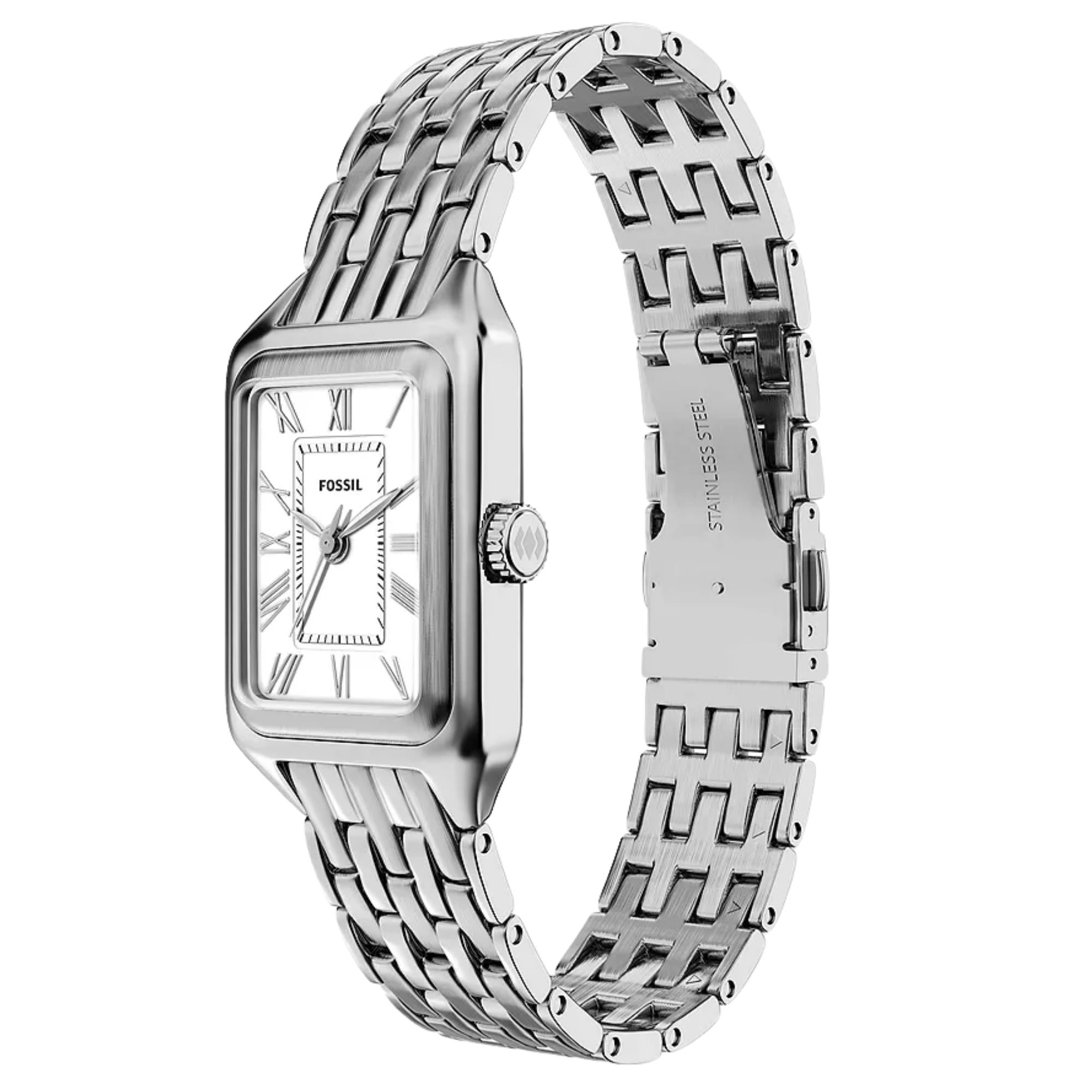 Fossil Raquel 18mm White Dial Steel Ladies Quartz Watch ES5469