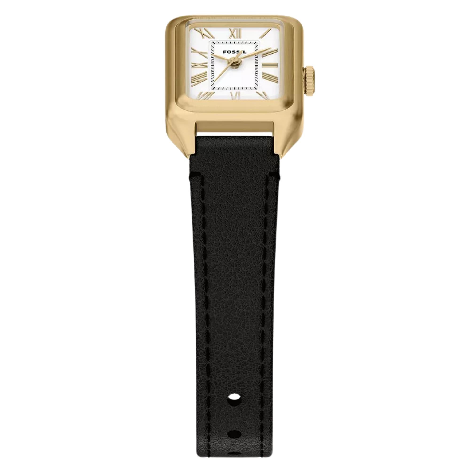 Fossil Raquel 18mm Weißes Zifferblatt Leder Damen Quarz Uhr ES5470