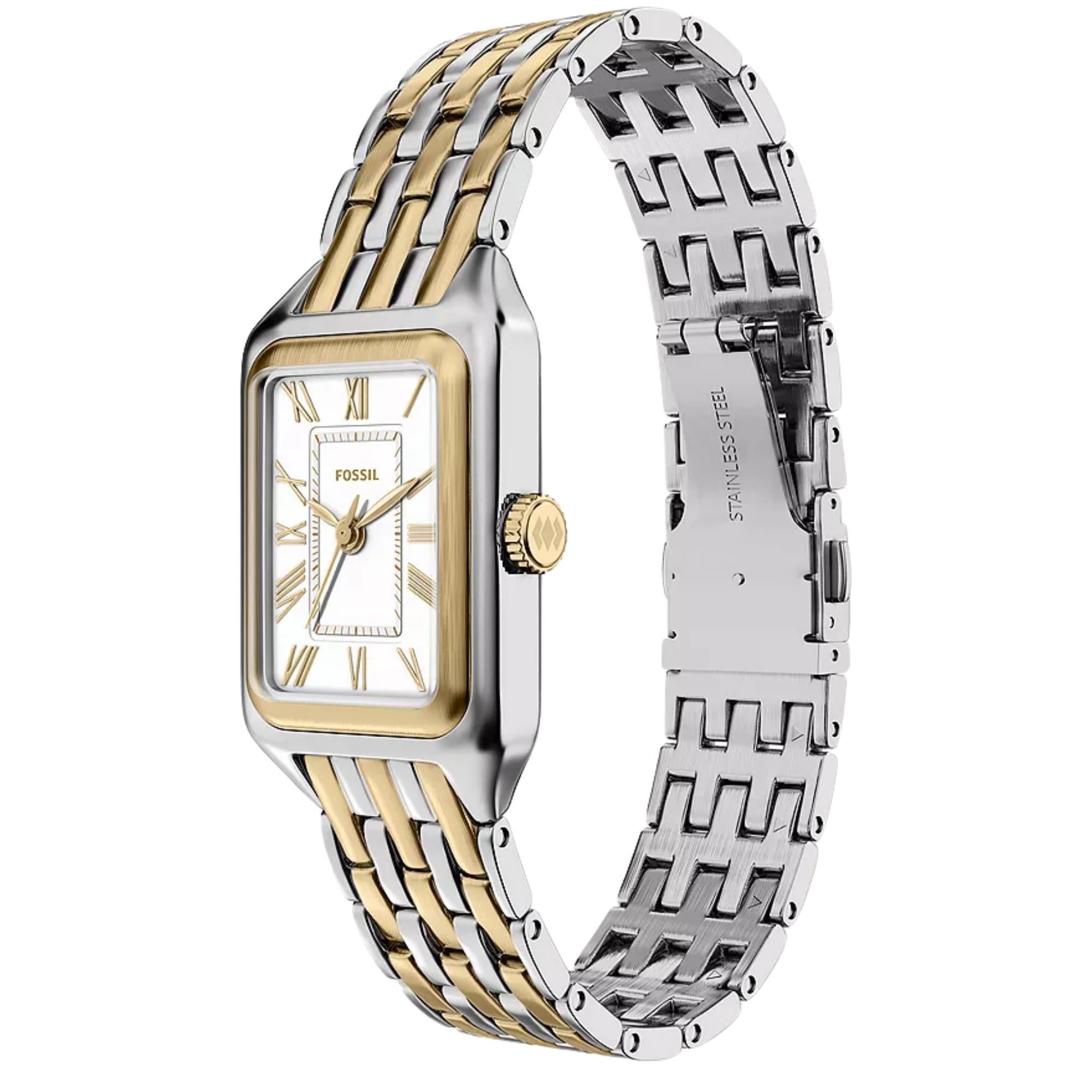 Fossil Raquel 18mm White Dial Steel Ladies Quartz Watch ES5468