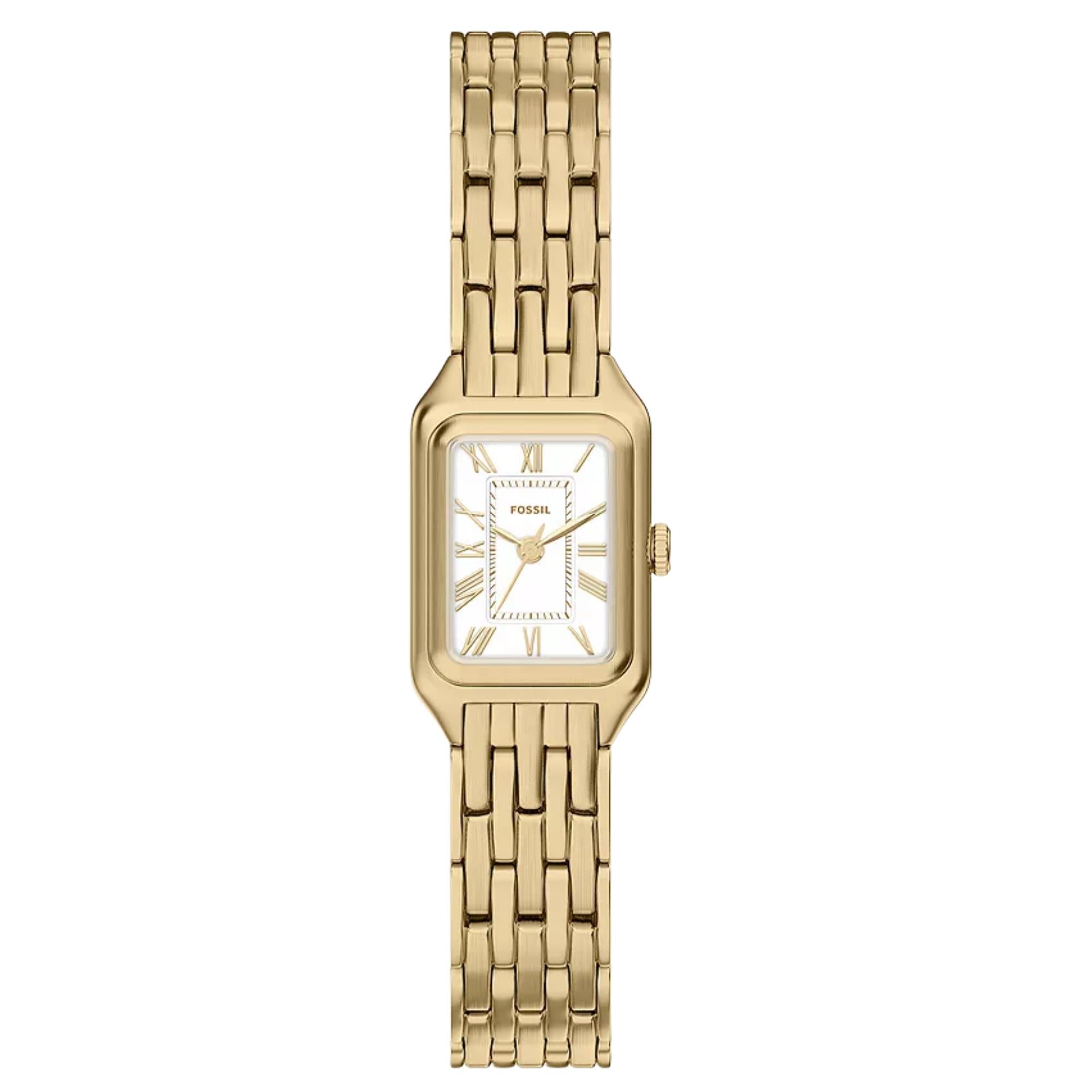 Fossil Raquel 18mm Weißes Zifferblatt Stahl Damen Quarz Uhr ES5467