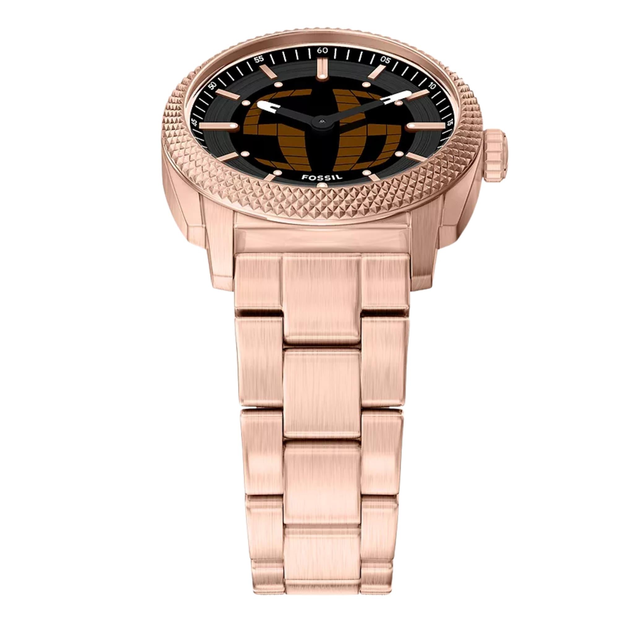 Fossil Machine 41mm Black Dial Steel Mens Digi-Analogue Watch FS6158