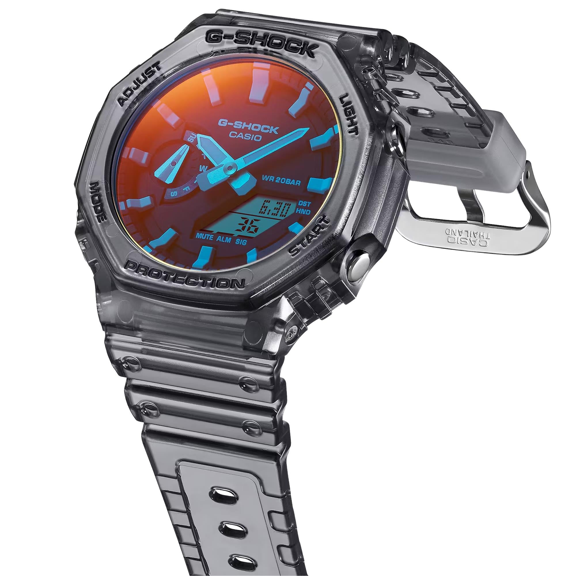 Casio G-Shock GA-2100 Serie Quarz Schwarzes Zifferblatt Kunststoffarmband Herren Uhr GA-2100TLS-8AER