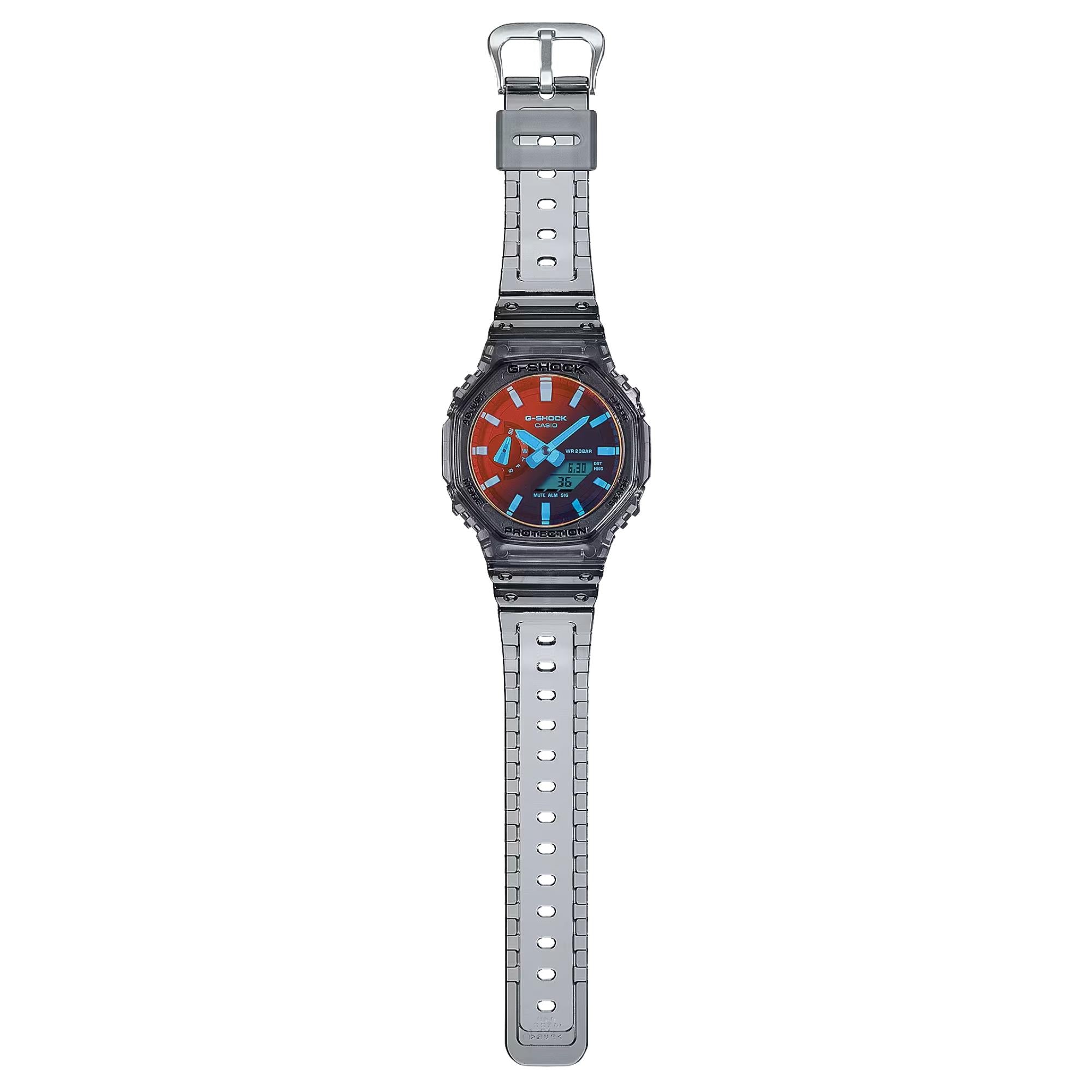 Casio G-Shock GA-2100 Serie Quarz Schwarzes Zifferblatt Kunststoffarmband Herren Uhr GA-2100TLS-8AER
