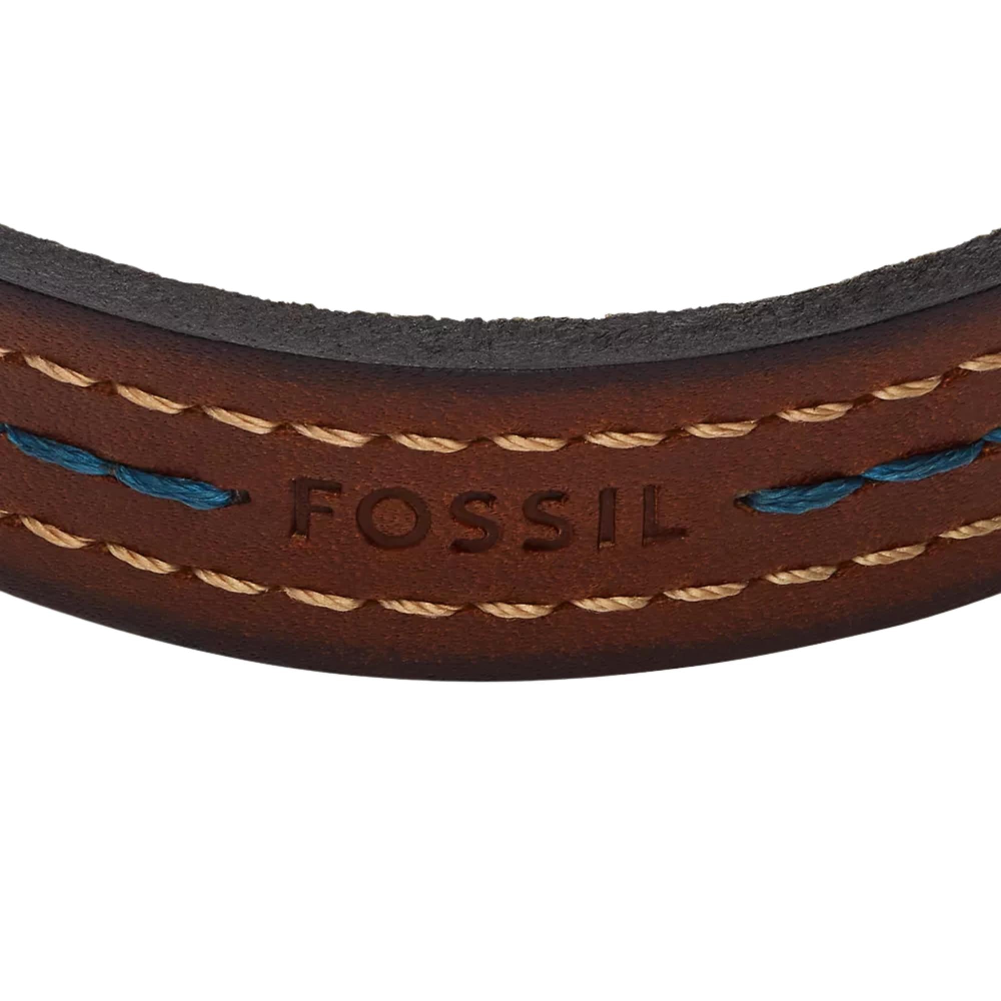 Fossil Everett Topstitch Braunes Lederarmband Herrenarmband JF04949040