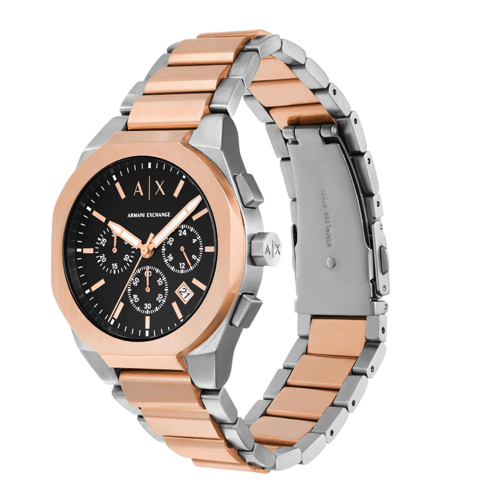 Armani Exchange Sync 42mm Chronograph Schwarzes Zifferblatt Edelstahl Herren Quarz Uhr AX4181
