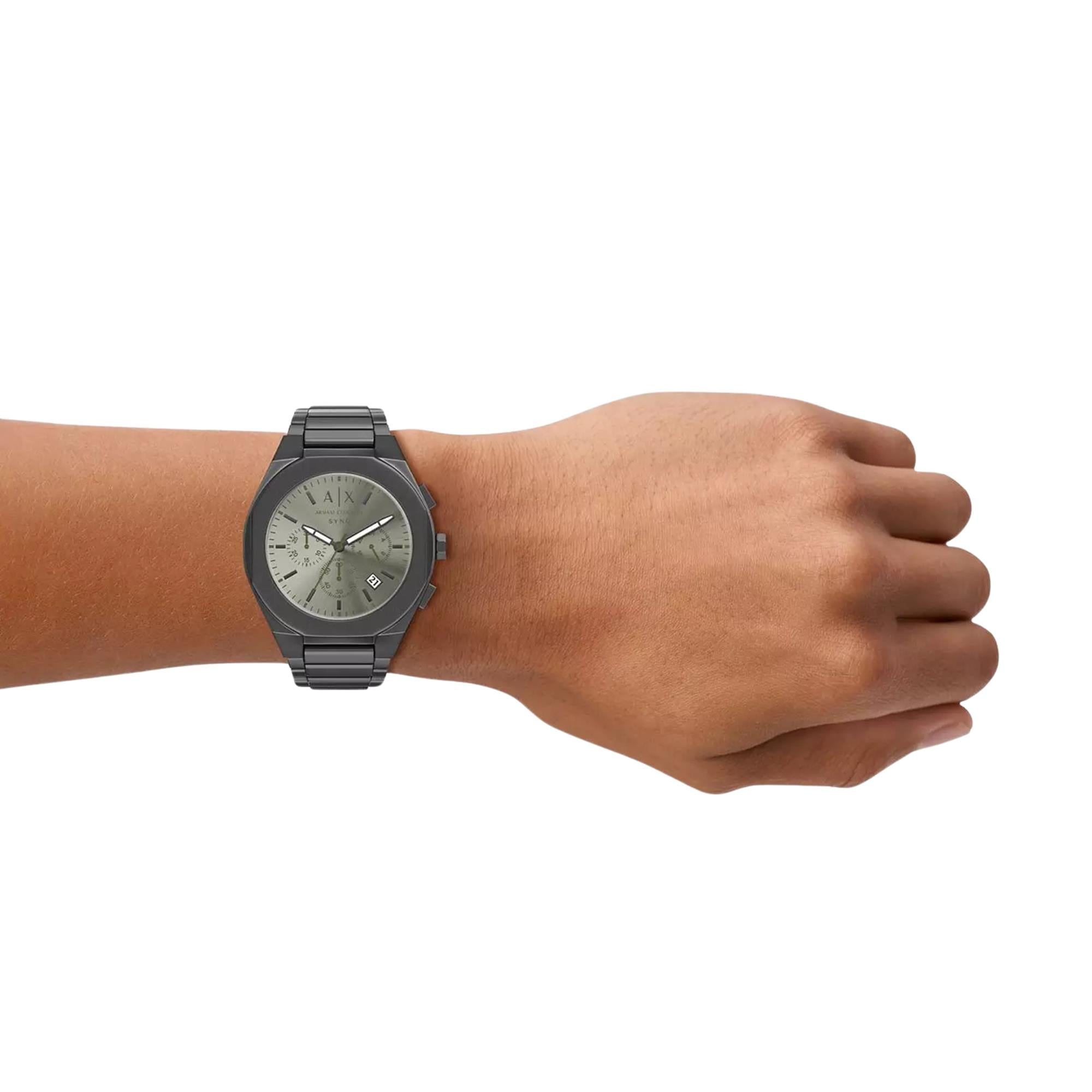 Armani Exchange Sync 42mm Chronograph Grey Dial Steel Mens Quartz Watch AX4296