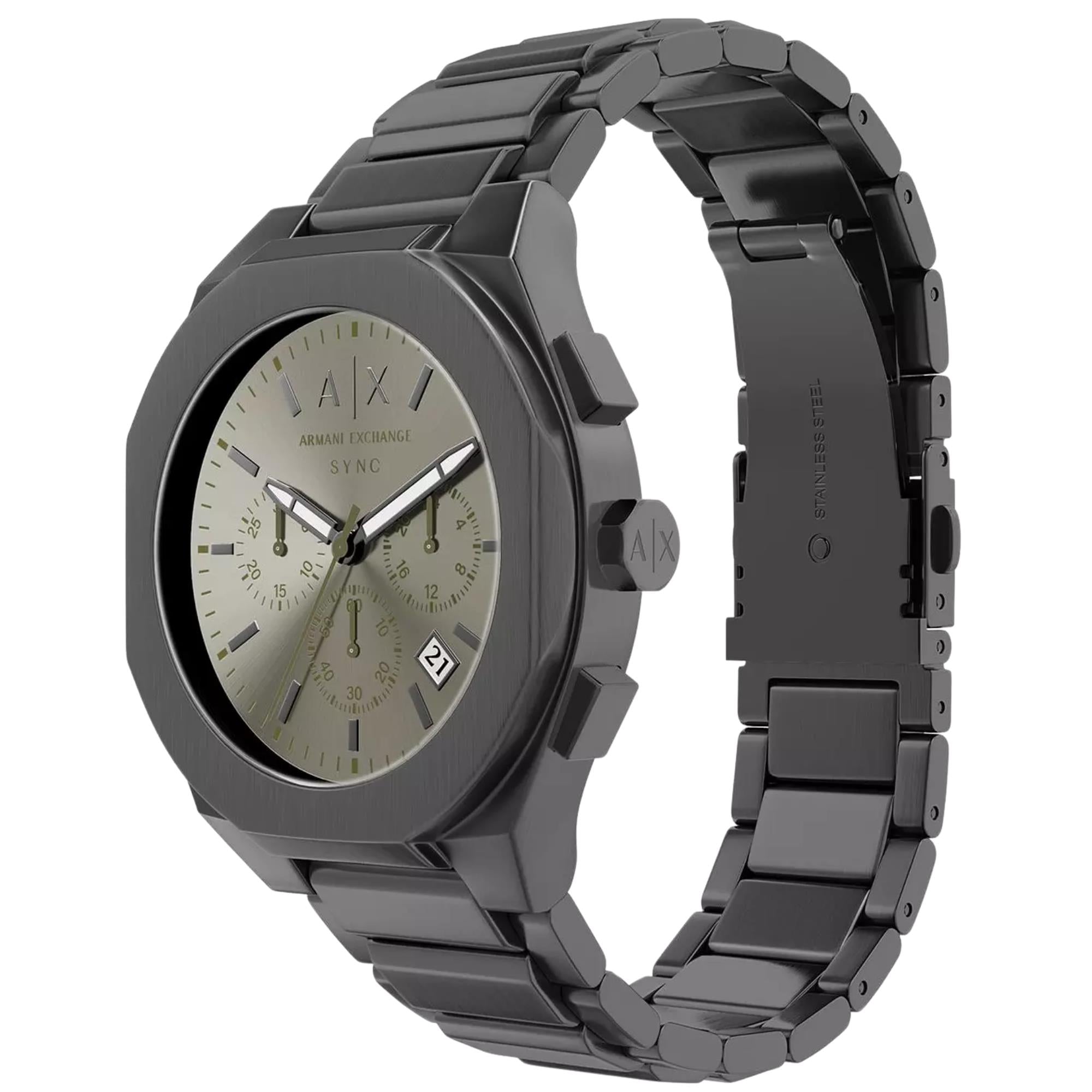 Armani Exchange Sync 42mm Chronograph Grey Dial Steel Mens Quartz Watch AX4296