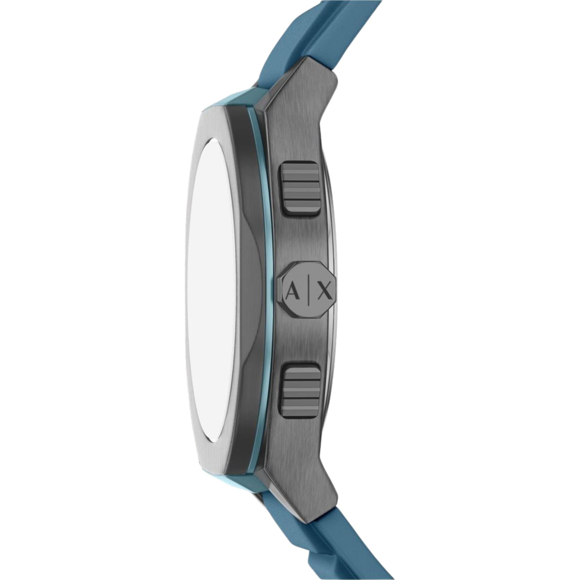 Armani Exchange Sync 44mm Chronograph Blue Dial Silicone Mens Quartz Watch AX4291