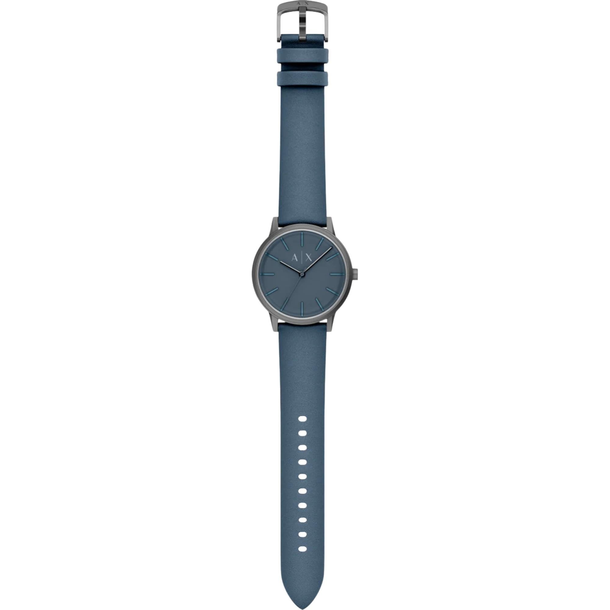 Armani Exchange Cayde 42mm Blaues Zifferblatt Leder Herren Quarz Uhr AX2767
