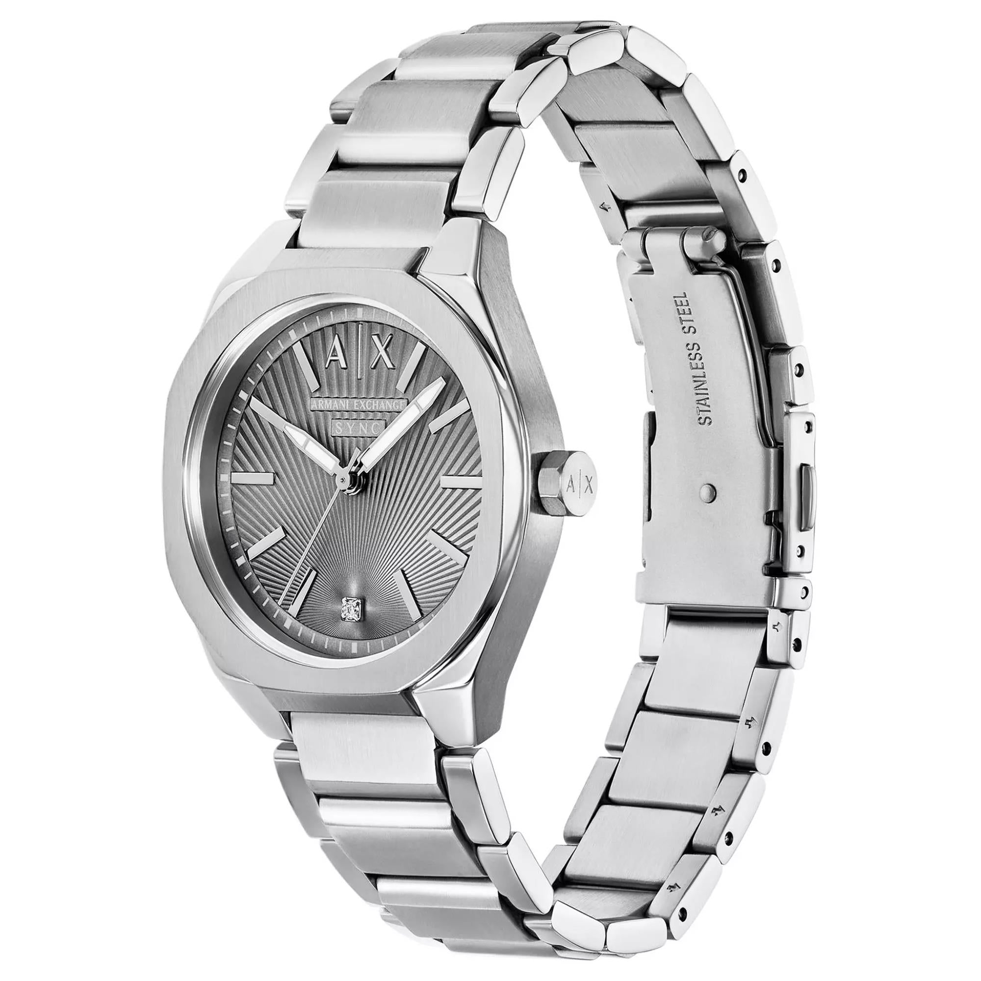 Armani Echange Sync 36mm Grey Dial Steel Ladies Quartz Watch AX6030