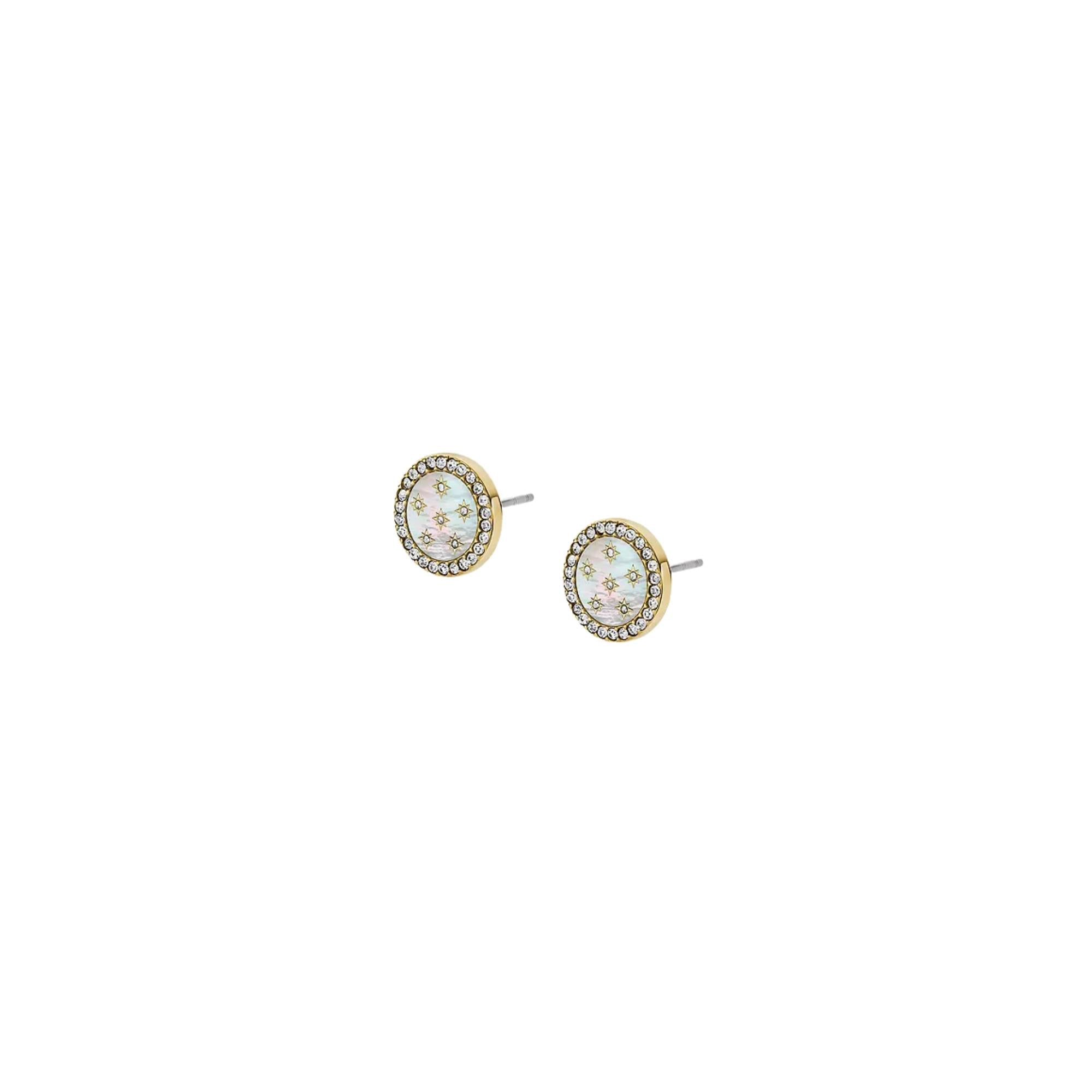 Fossil Merrit Classic Perlmutt Goldfarbene Edelstahl Stud Damenohrringe JF04868710