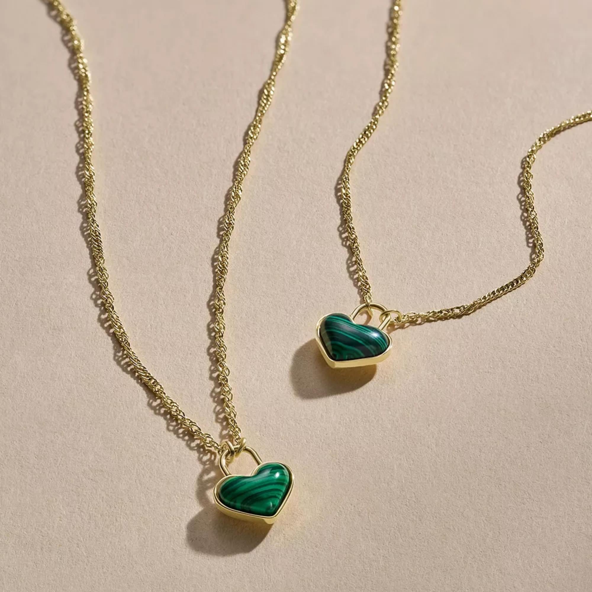 Fossil Sutton Modern Meadows Reconstituted Malachite Heart Chain Women's Bracelet JF04858710