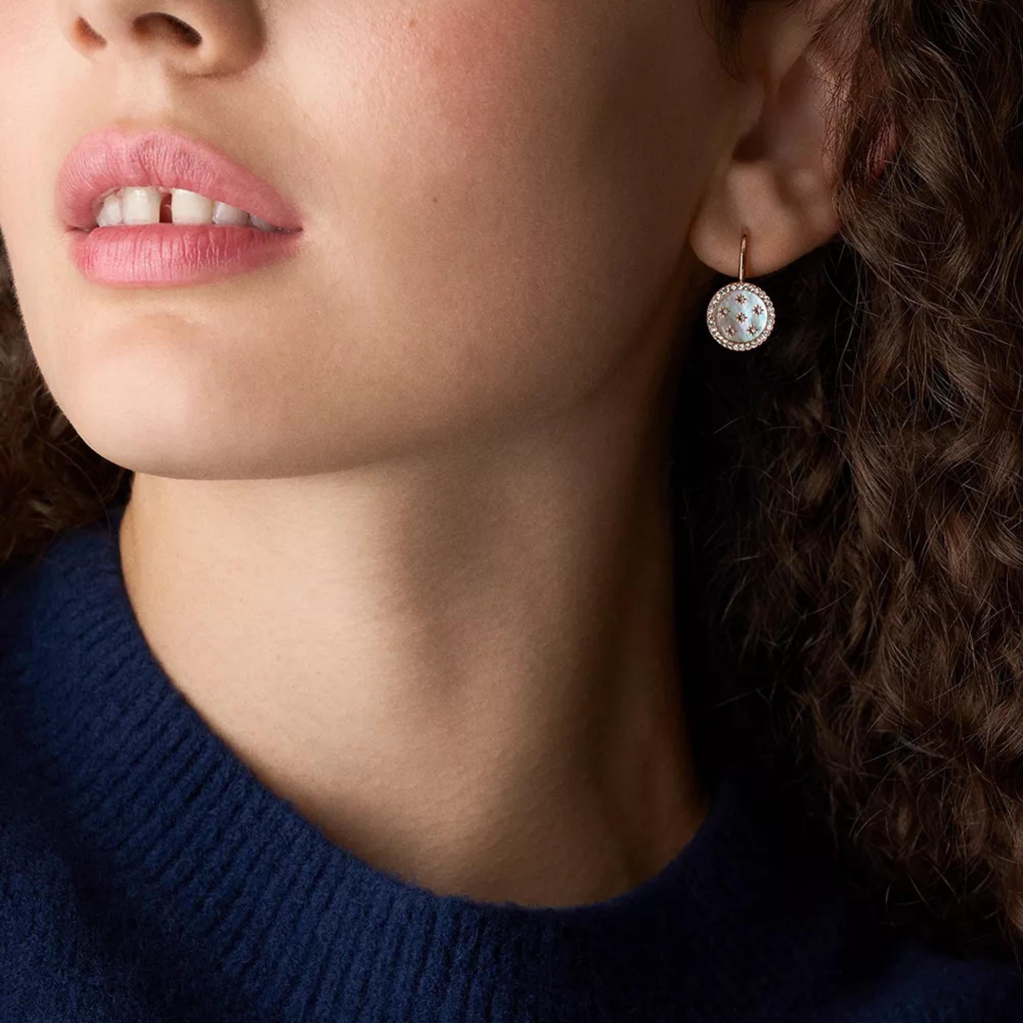Fossil Merrit Classic Mother-of-Pearl Rose Gold-Tone Stainless Steel Drop Women's Earrings JF04938791