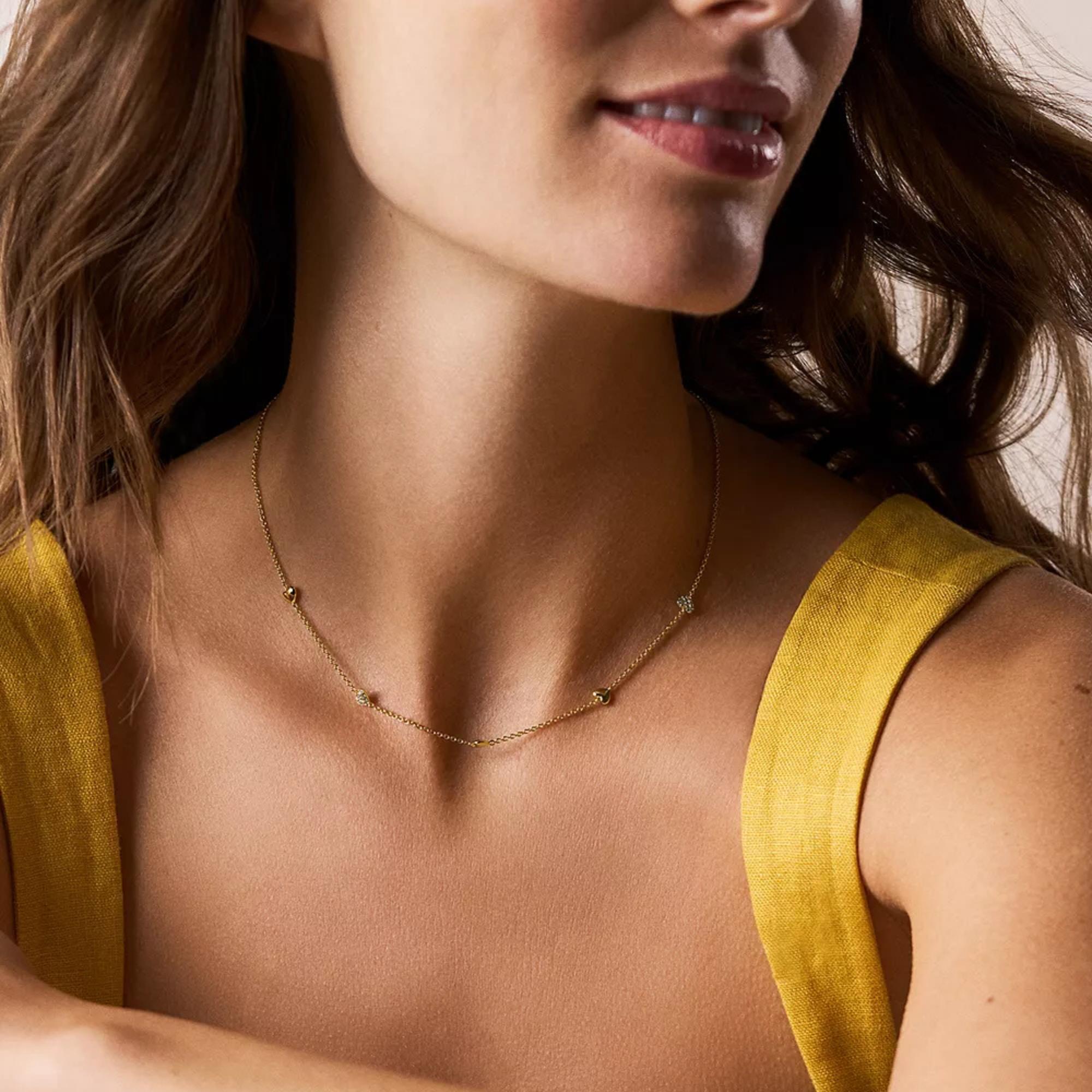 Fossil Sutton Heartbeat Gold-Tone Brass Station Women's Necklace JA7298710