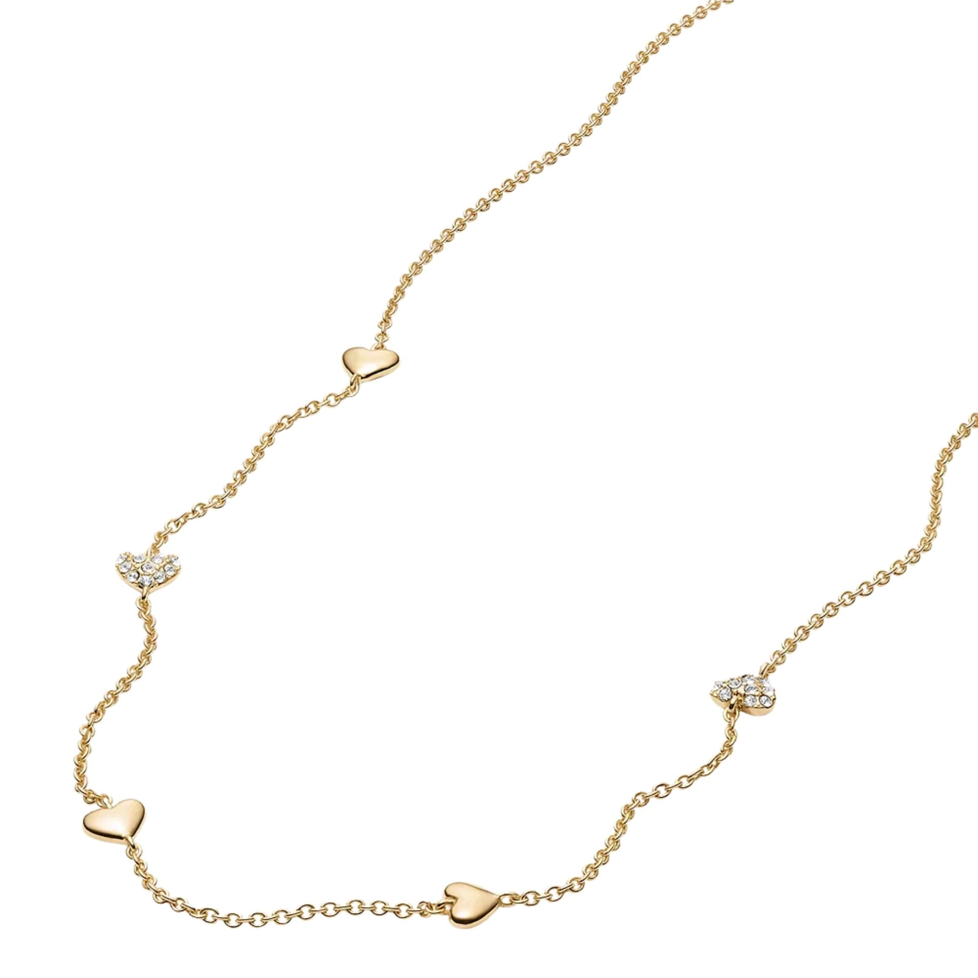 Fossil Sutton Heartbeat Goldfarbene Messing Station Damenhalskette JA7298710