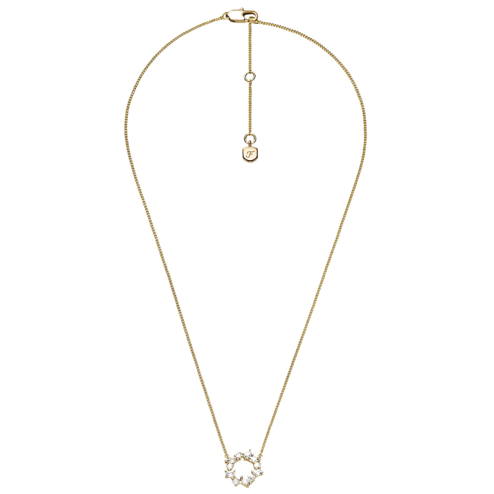 Fossil Ellis Gemischte Formen Goldfarbene Messing Anhänger Damen Halskette JA7295710