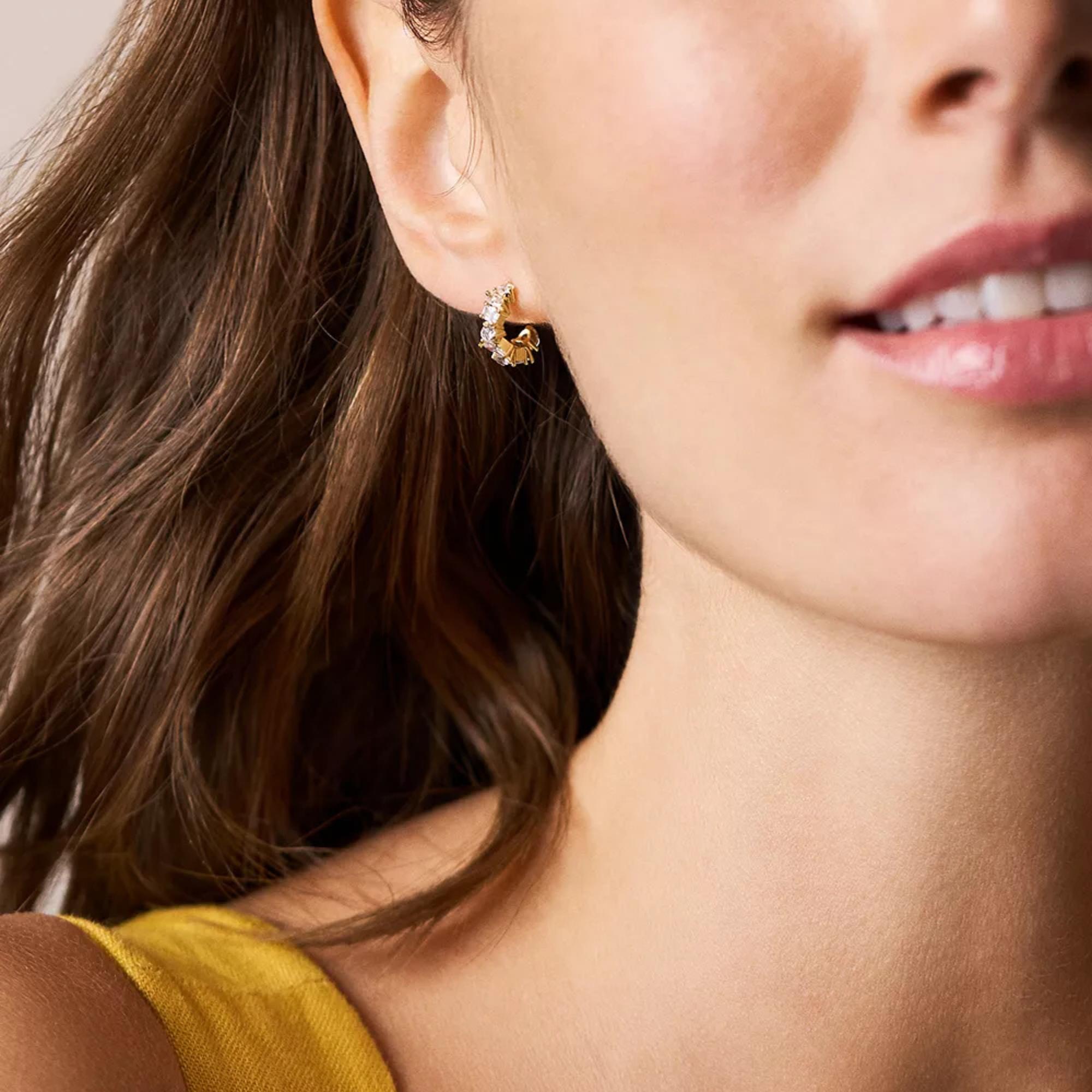 Fossil Ellis Mixed Shapes Gold-Tone Brass Hoop Women's Earrings JA7297710