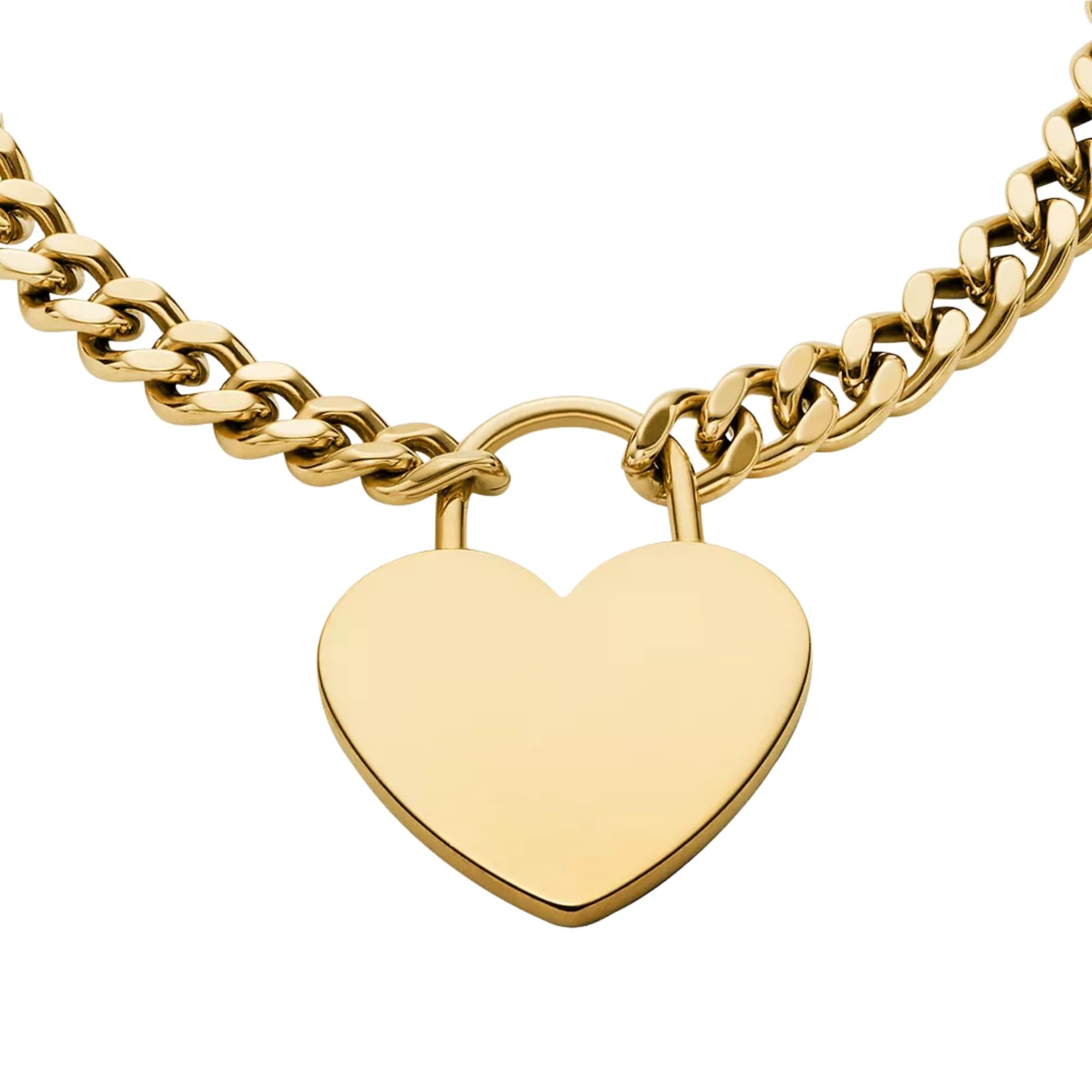 Fossil Sutton Goldfarbene Edelstahl Herz Damen Armband JF04959710