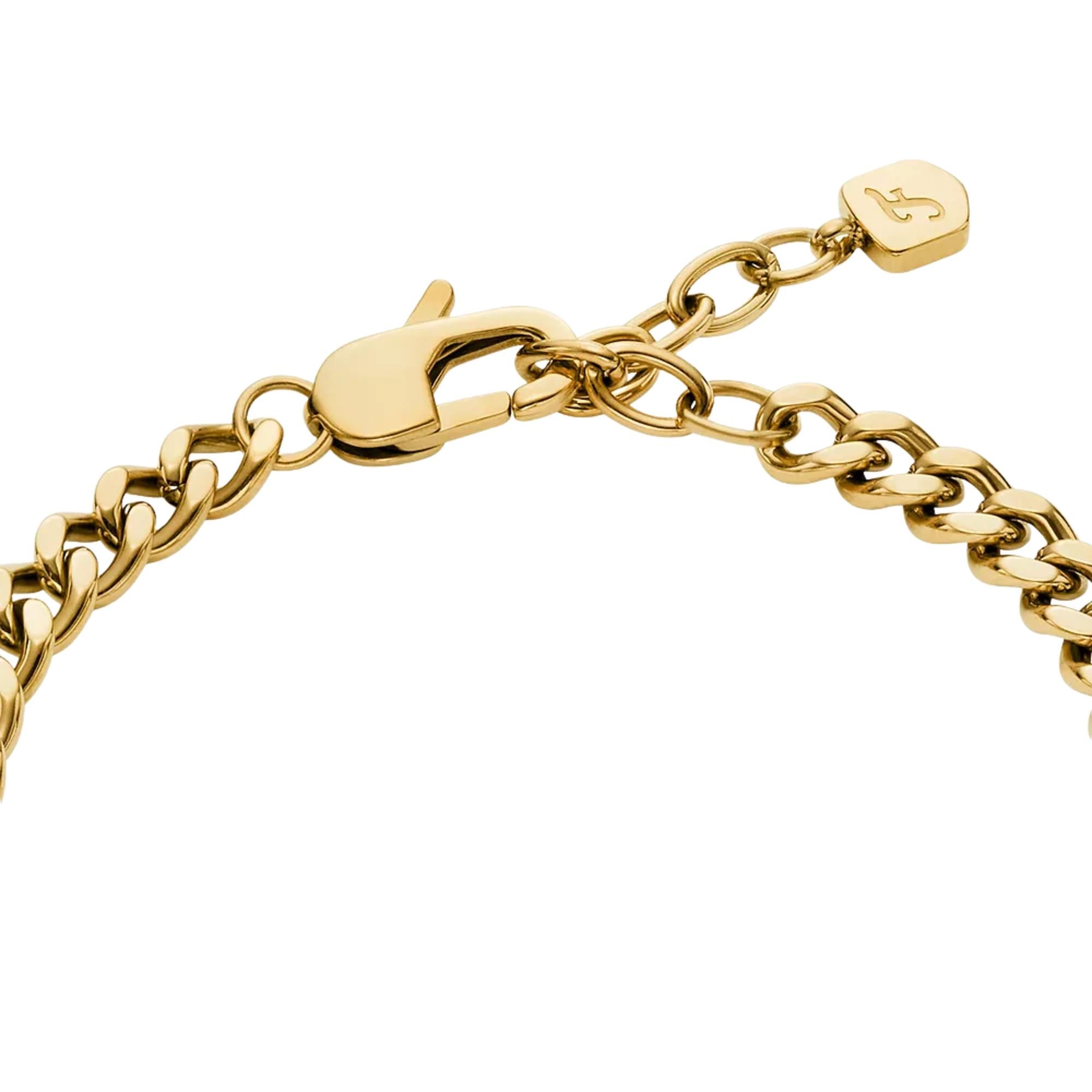 Fossil Sutton Goldfarbene Edelstahl Herz Damen Armband JF04959710