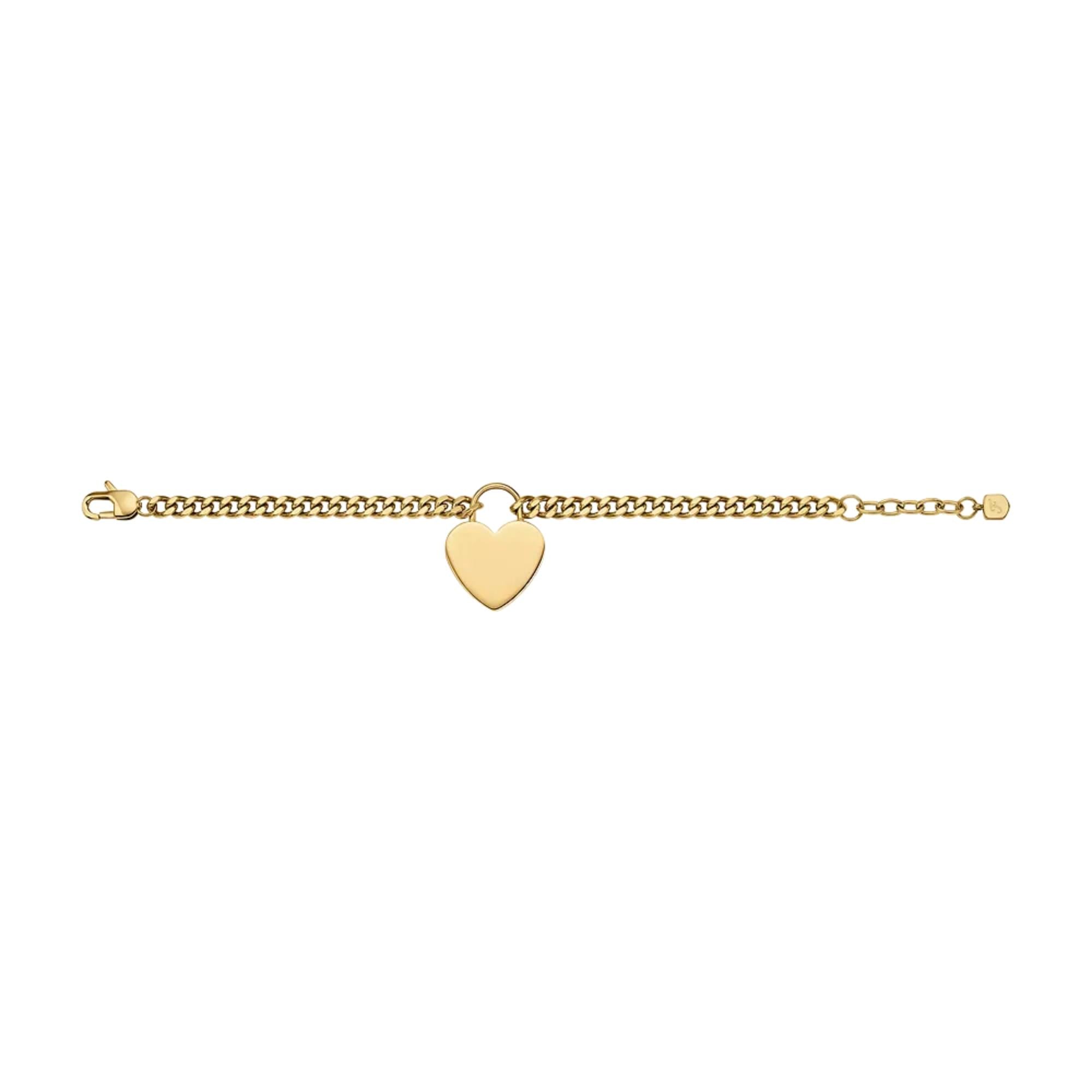 Fossil Sutton Goldfarbene Edelstahl Herz Damen Armband JF04959710