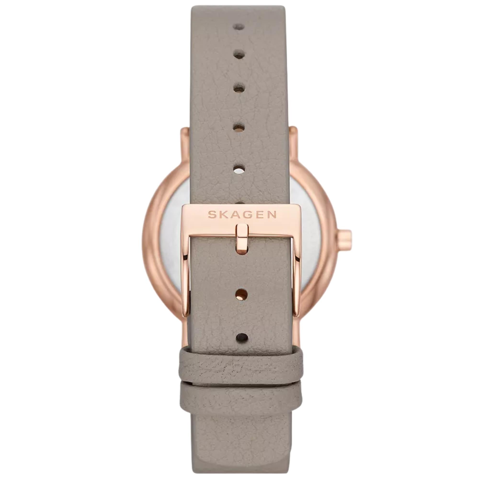 Skagen Signatur Lille 30mm Grey Dial Leather Ladies Quartz Watch SKW3060