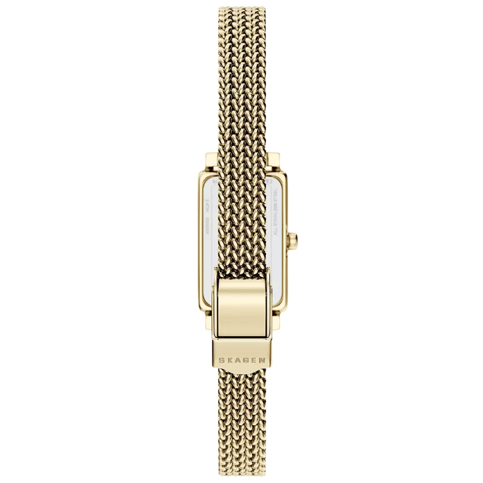 Skagen Hagen Micro Quarz Gold Zifferblatt Stahlarmband Damen Uhr SKW3178