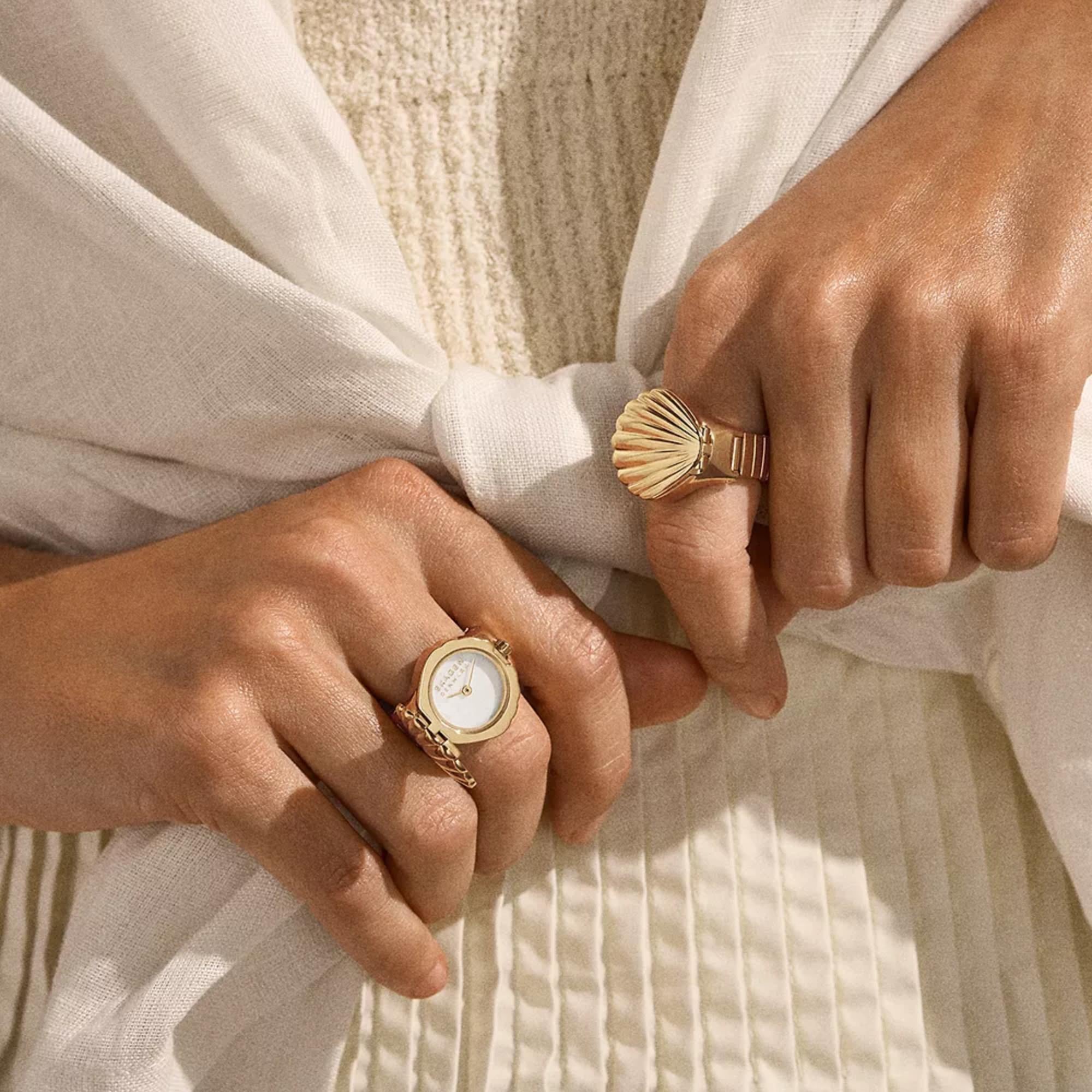 Skagen 24mm Mother of Pearl Dial Ring Watch SKW3180