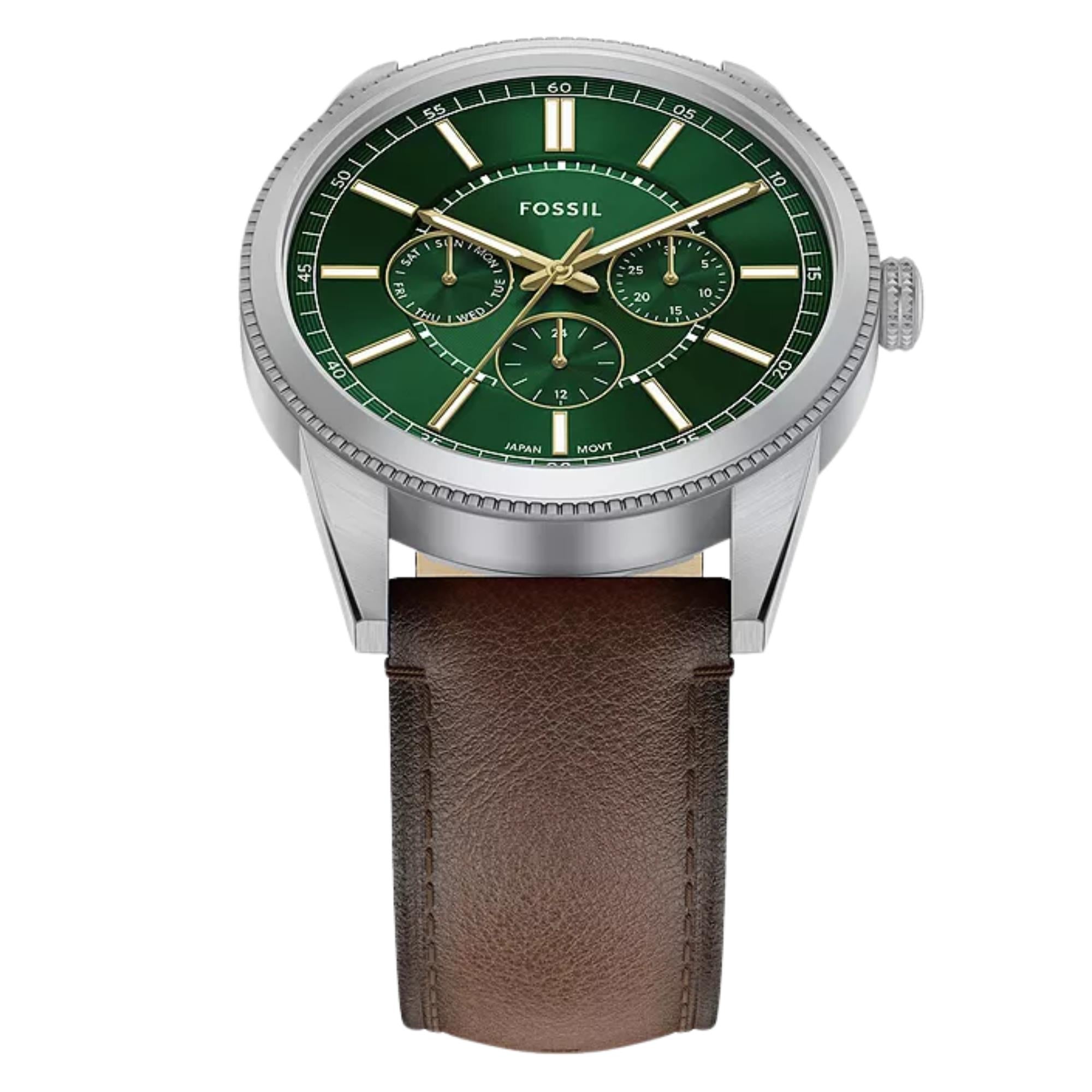 Fossil Pearson 42mm Chronograph Grünes Zifferblatt Leder Herren Quarz Uhr FS6137