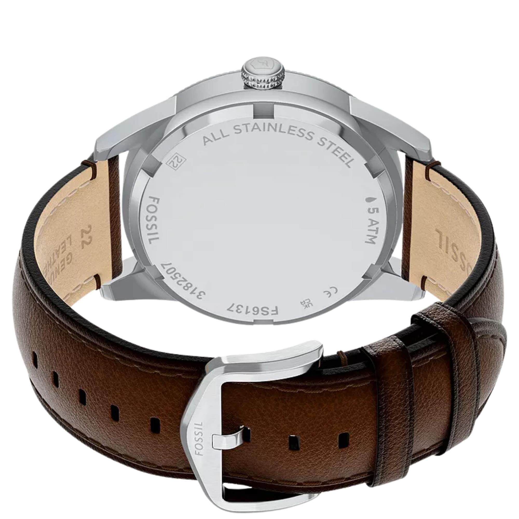 Fossil Pearson 42mm Chronograph Grünes Zifferblatt Leder Herren Quarz Uhr FS6137