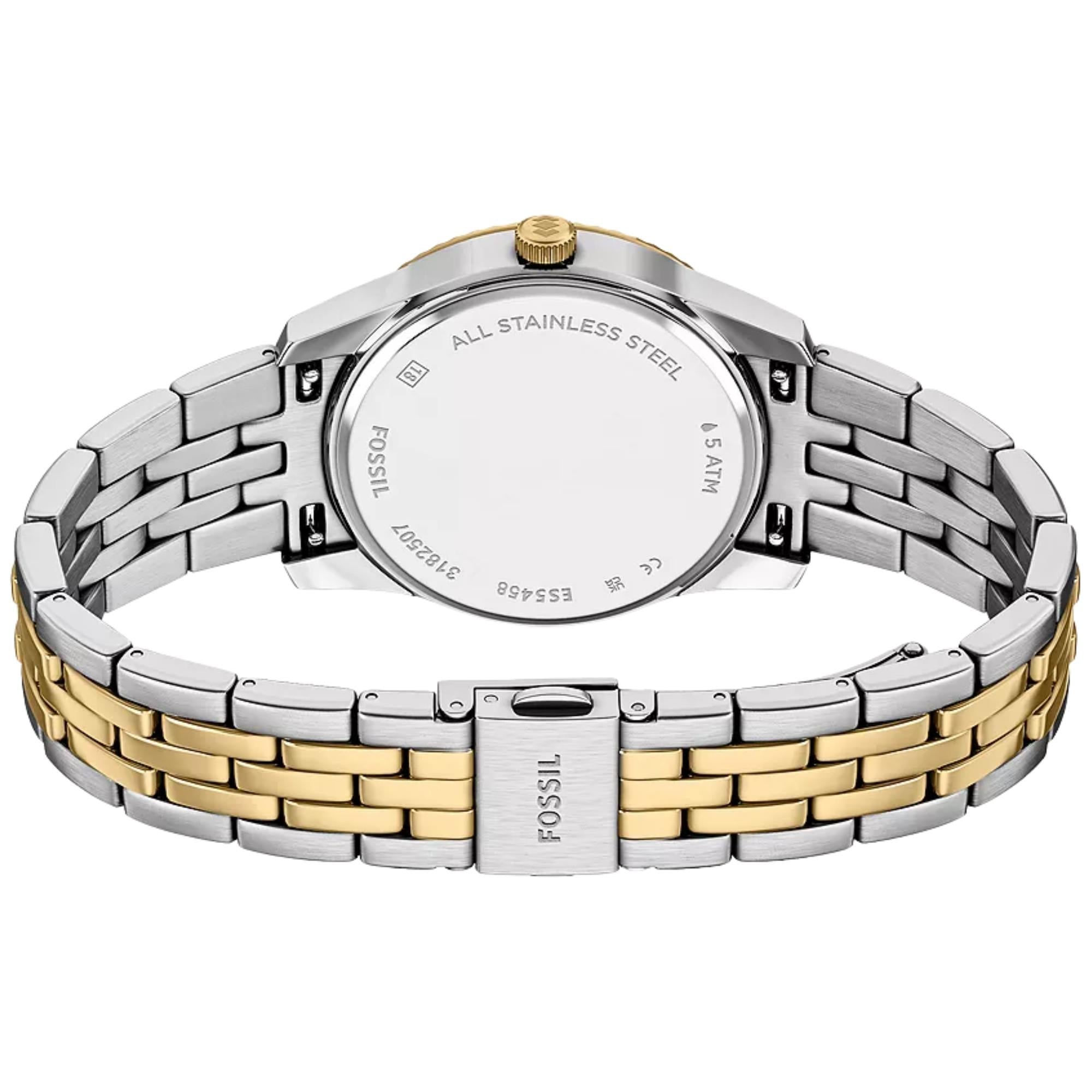 Fossil Scarlette 34mm Black Dial Steel Ladies Quartz Watch ES5458