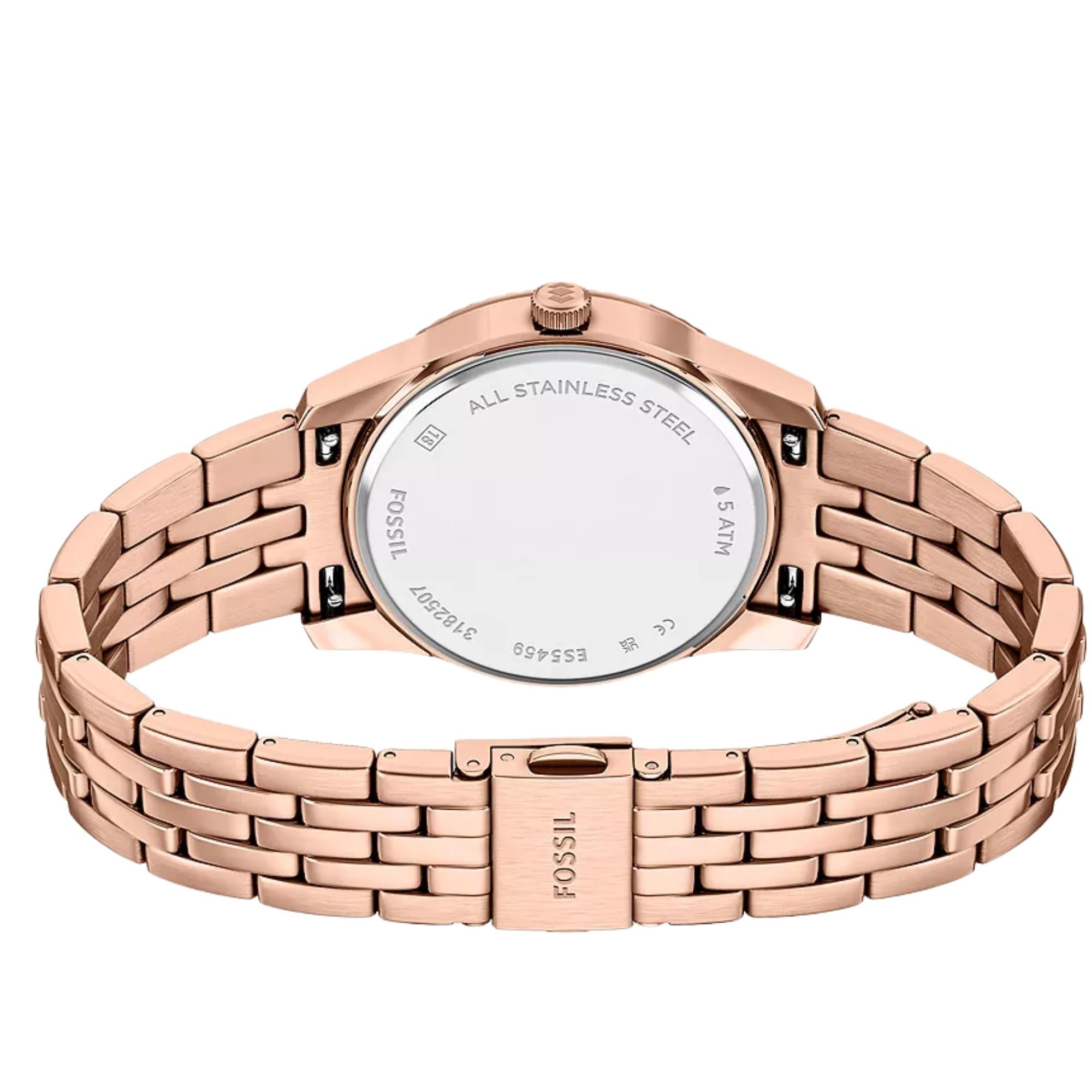 Fossil Scarlette 34mm Grey Dial Steel Ladies Quartz Watch ES5459