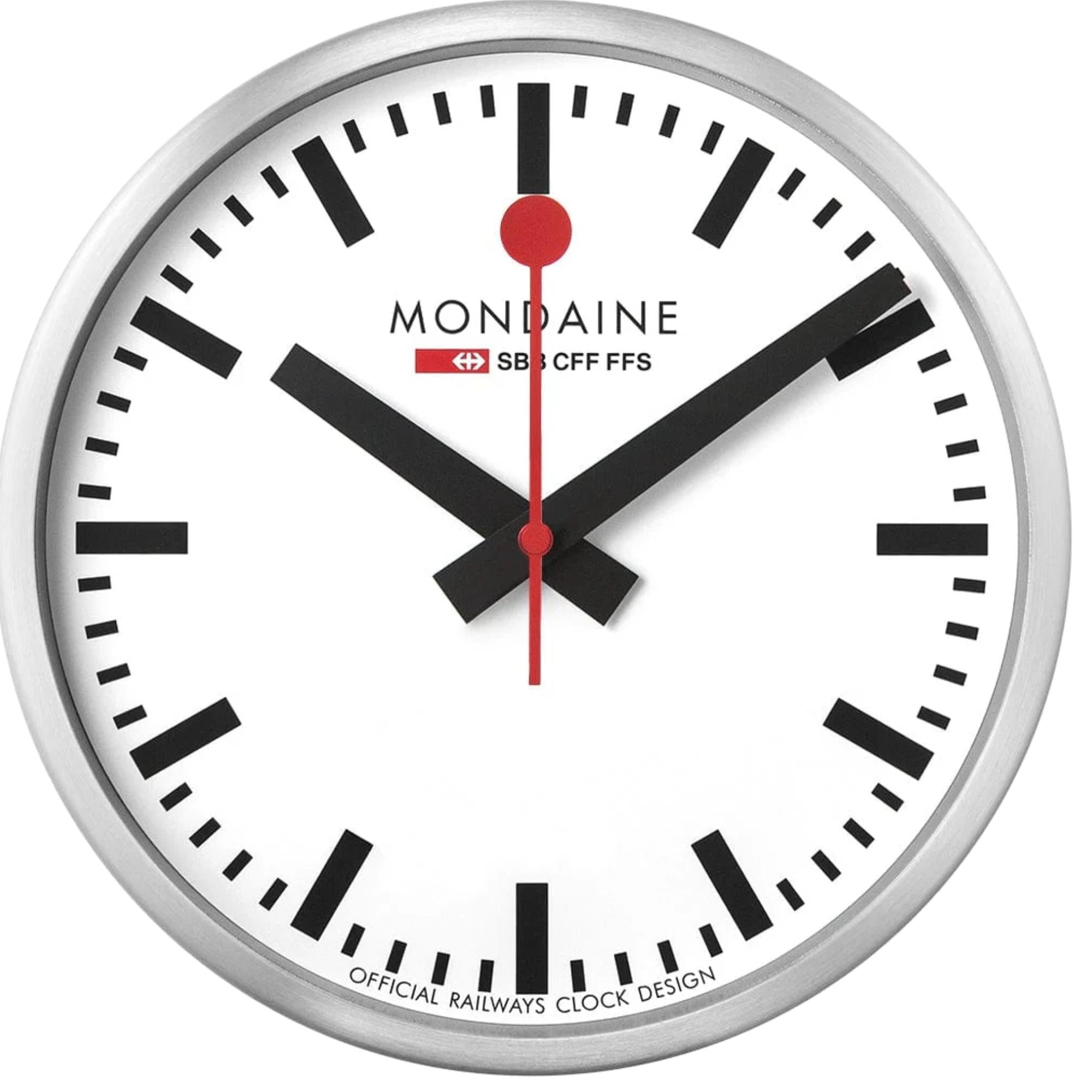 Mondaine Stop2Go 42mm Weißes Zifferblatt Wifi Wanduhr MSM.25S11.1
