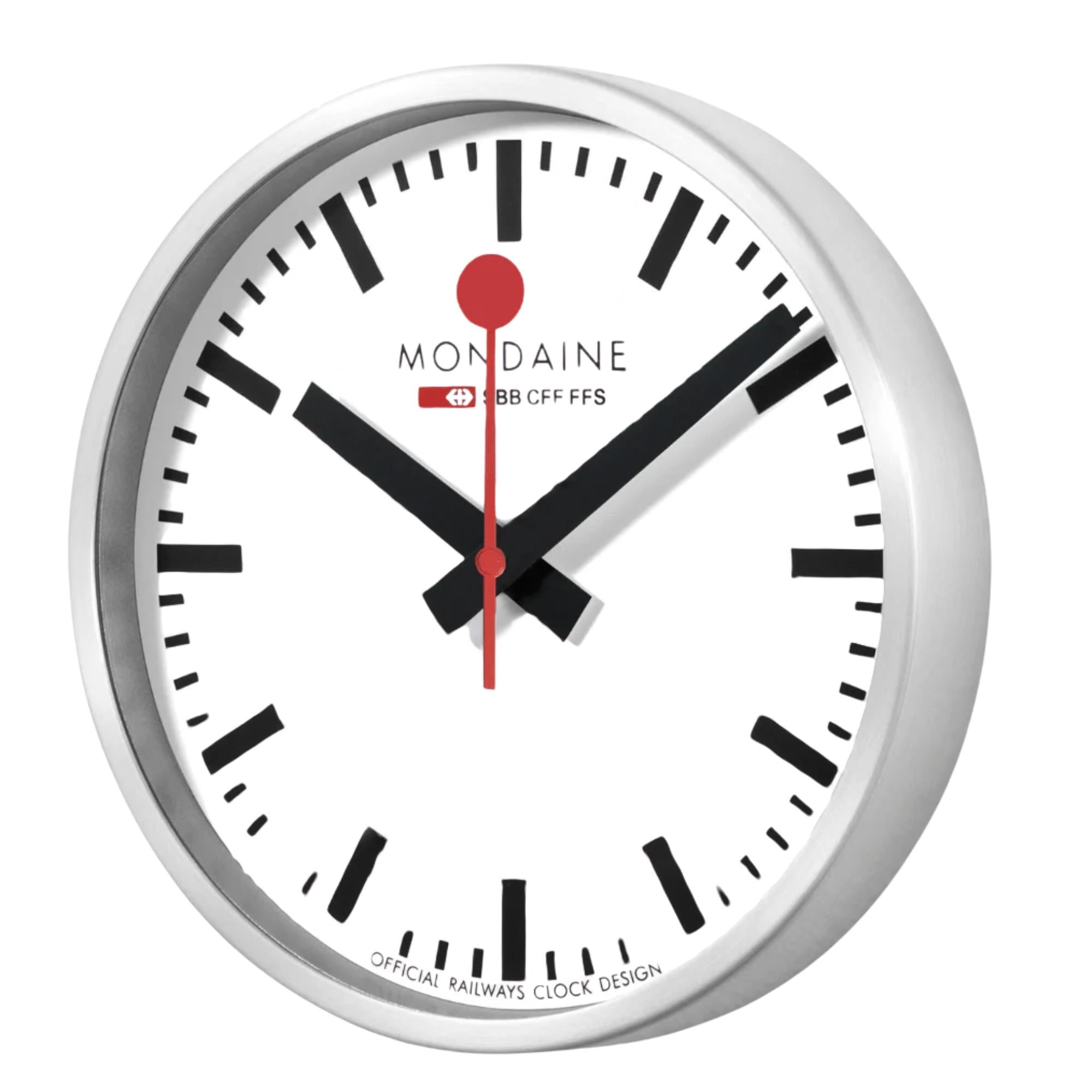 Mondaine Stop2Go 42mm Weißes Zifferblatt Wifi Wanduhr MSM.25S11.1