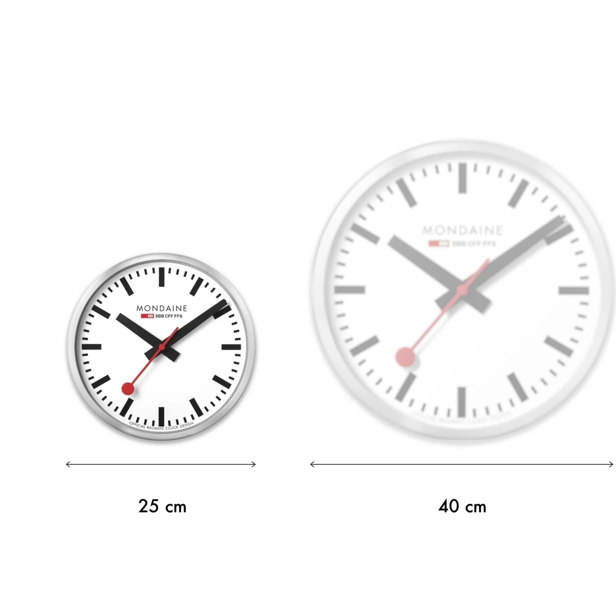 Mondaine Stop2Go 42mm Weißes Zifferblatt Wifi Wanduhr MSM.25S11.1