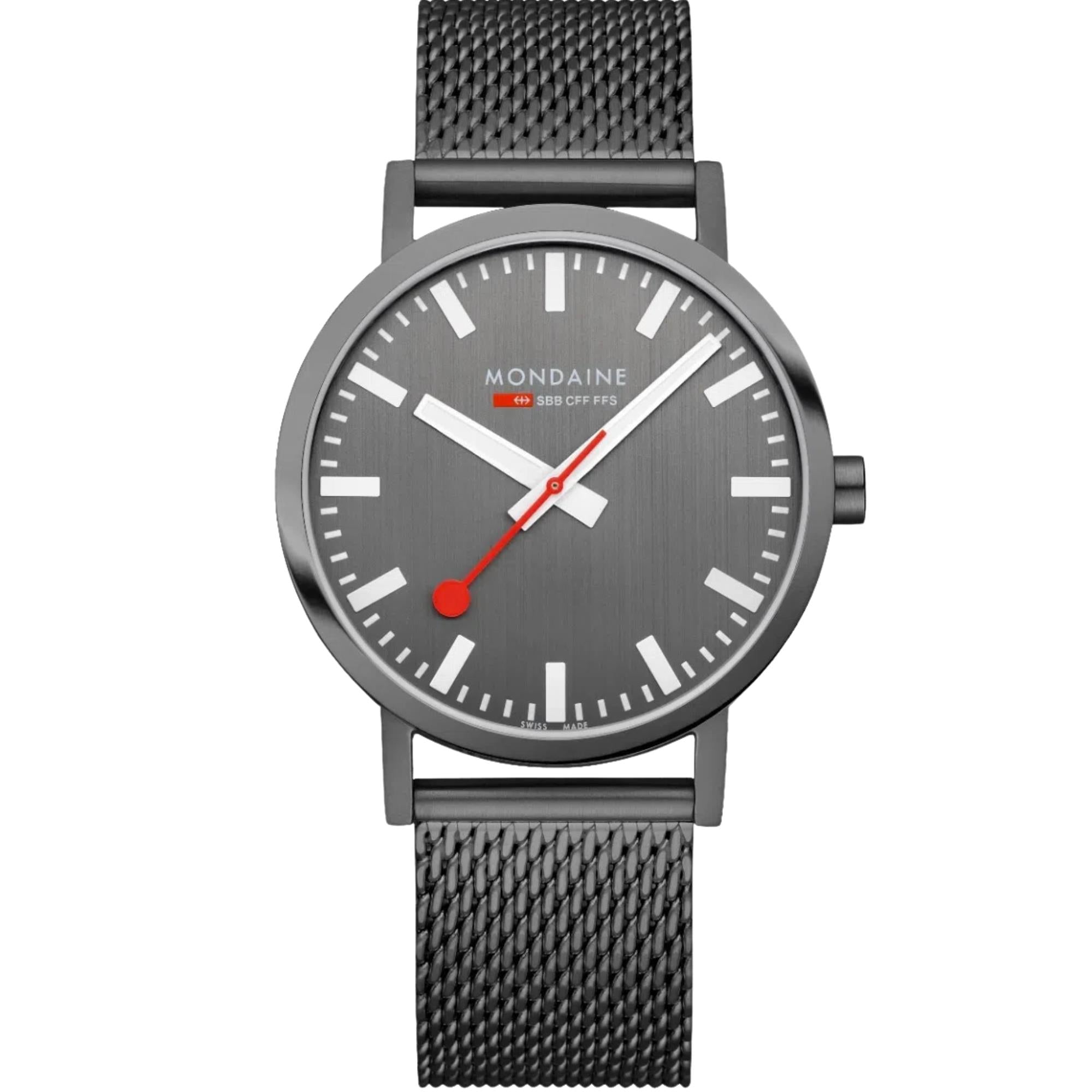 Mondaine Classic 40mm Anthrazitgraues Zifferblatt Stahl Herren Quarz Uhr A660.30360.81SBM