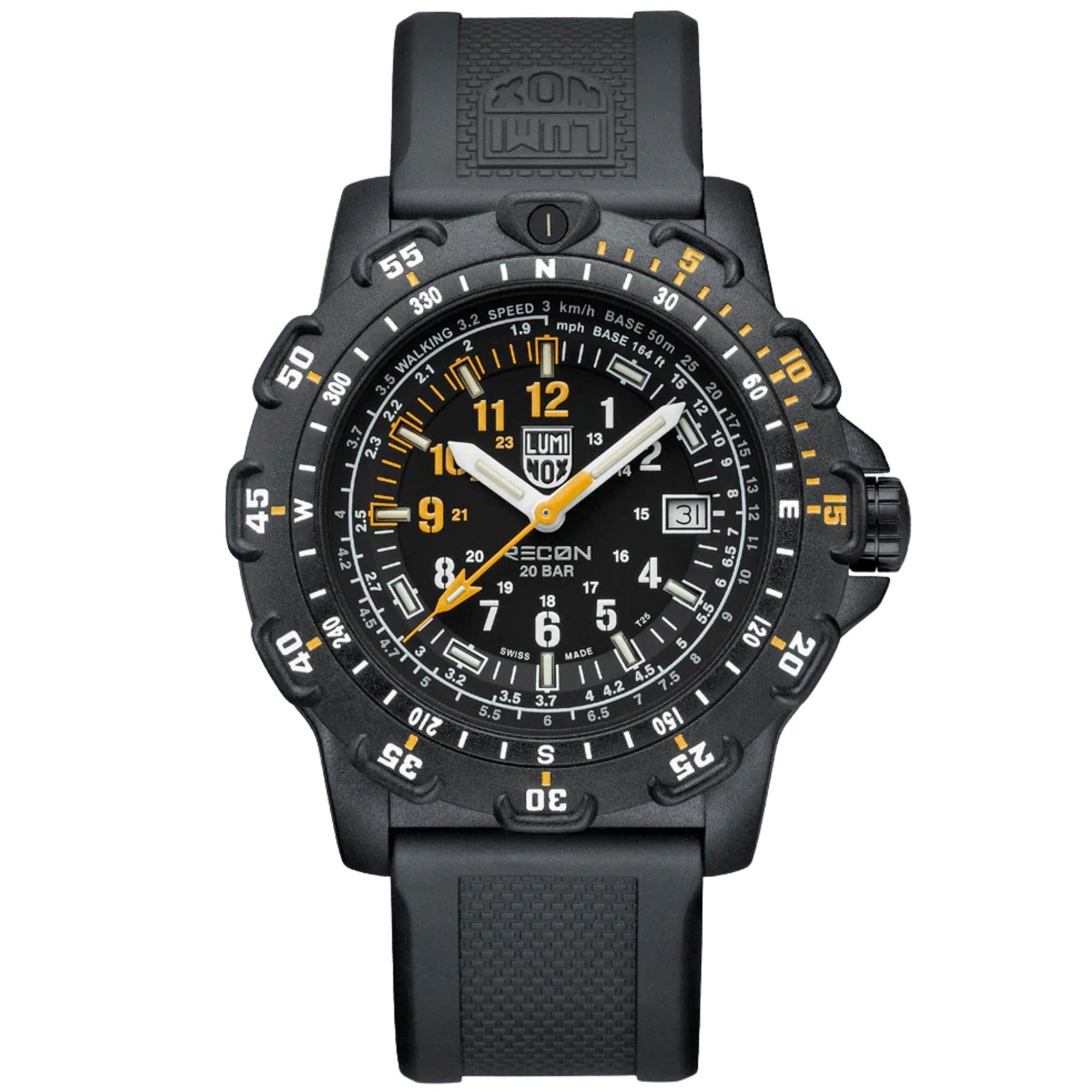 Luminox RECON 45mm Schwarzes Zifferblatt Gummi Herren Quarz Uhr XL.8825.H.2