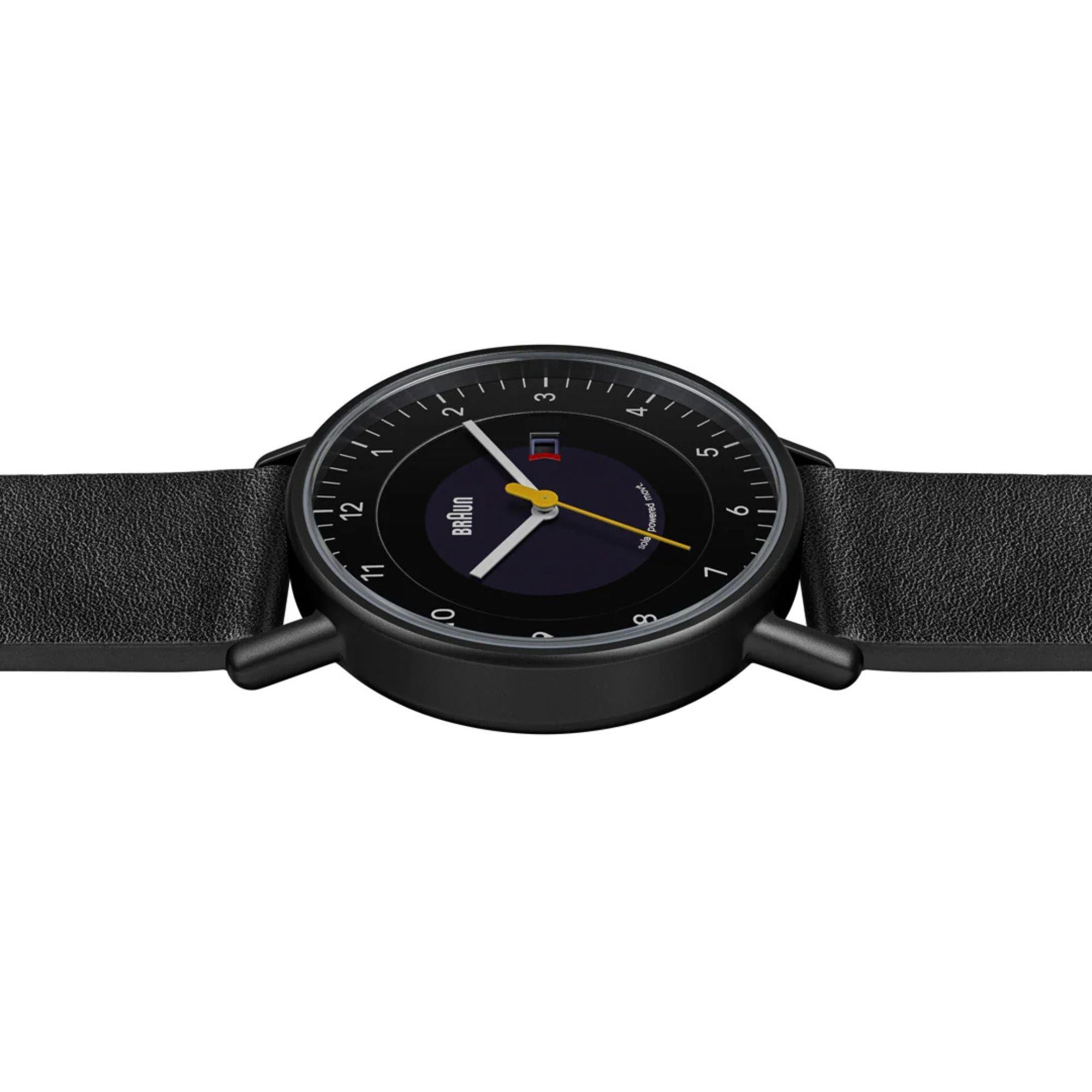 Braun Solarbetriebene Datumsanzeige Schwarzes Zifferblatt Lederarmband Herren Uhr BN0301BKBKG