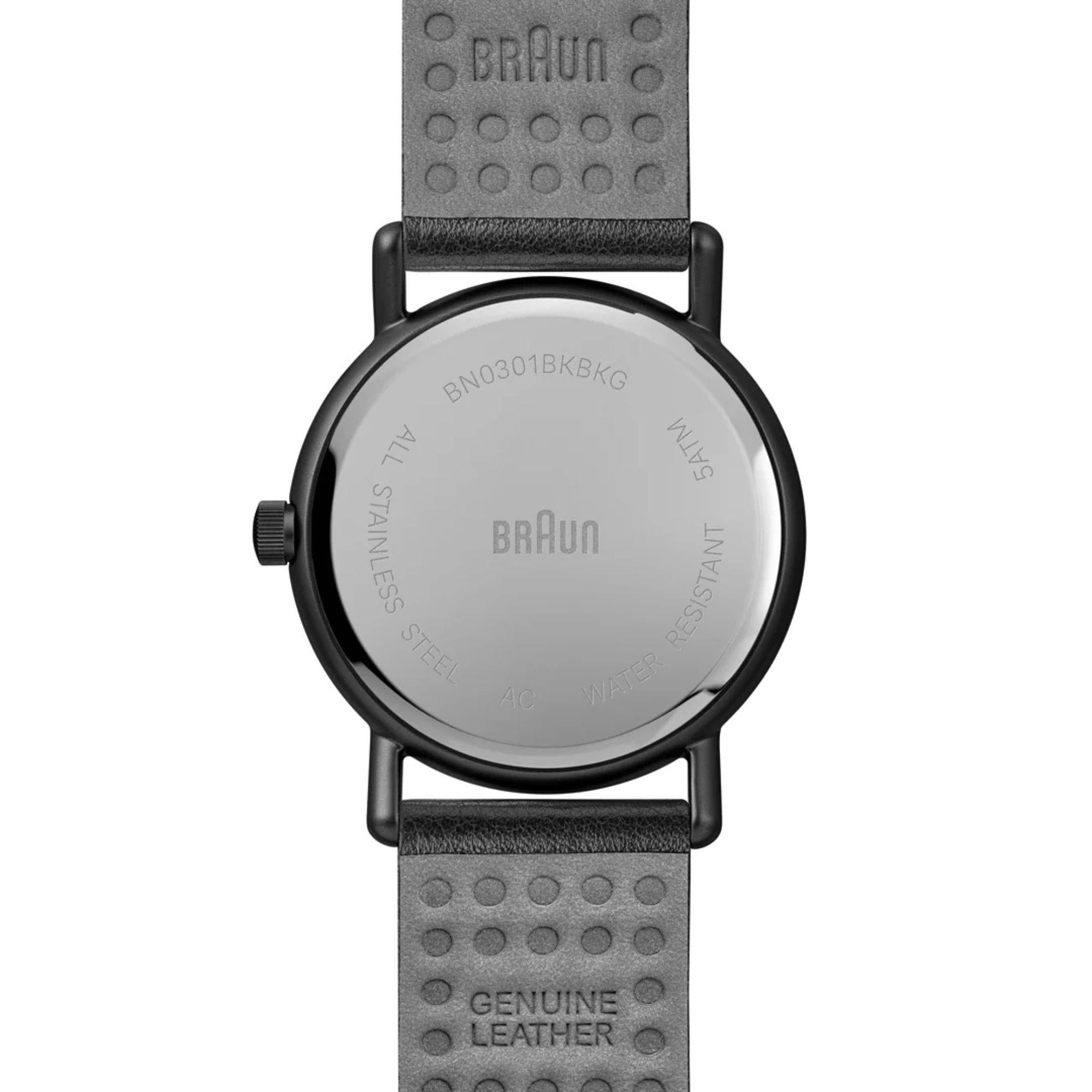 Braun Solarbetriebene Datumsanzeige Schwarzes Zifferblatt Lederarmband Herren Uhr BN0301BKBKG