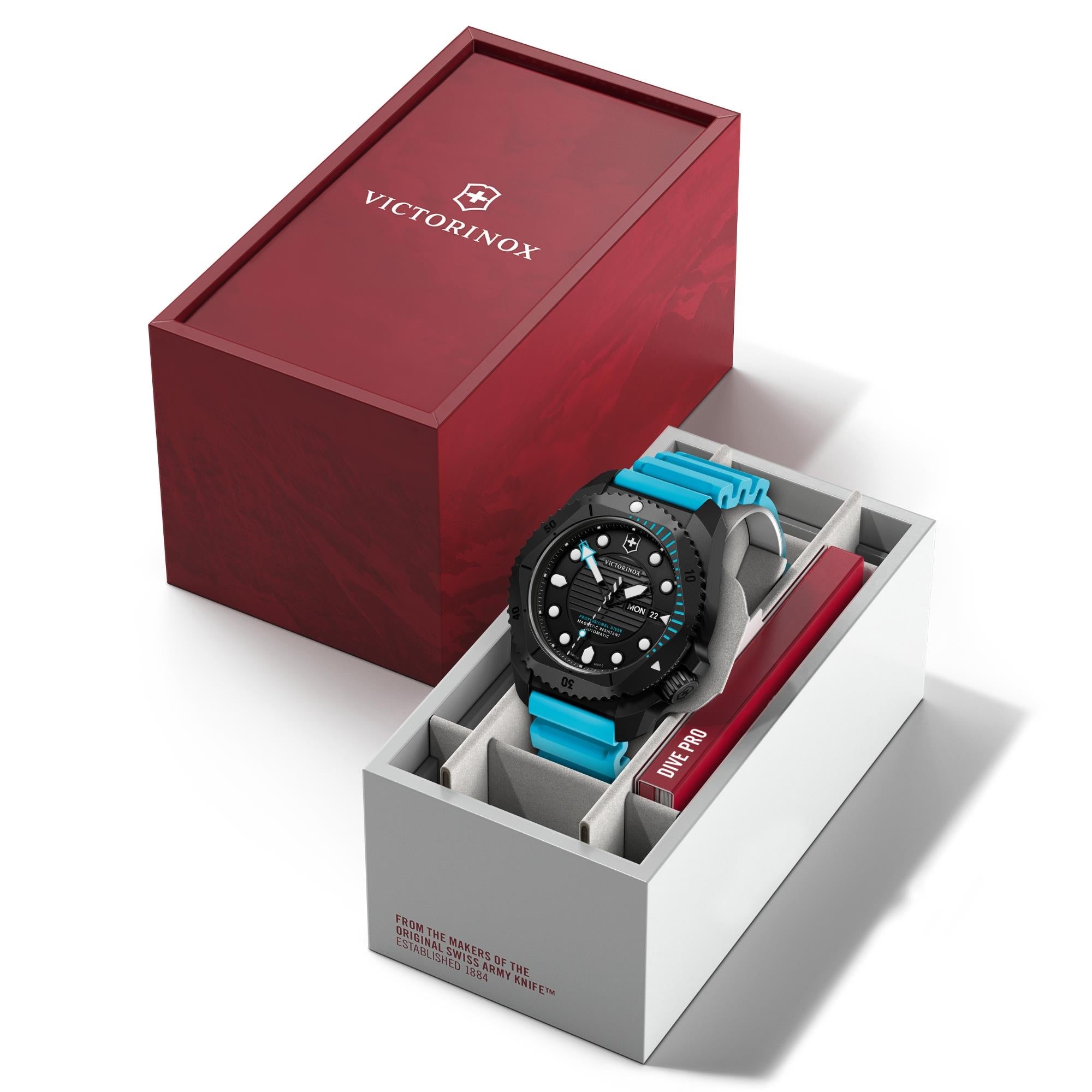 Victorinox Dive Pro 242071 watch displayed in premium red and white gift box packaging