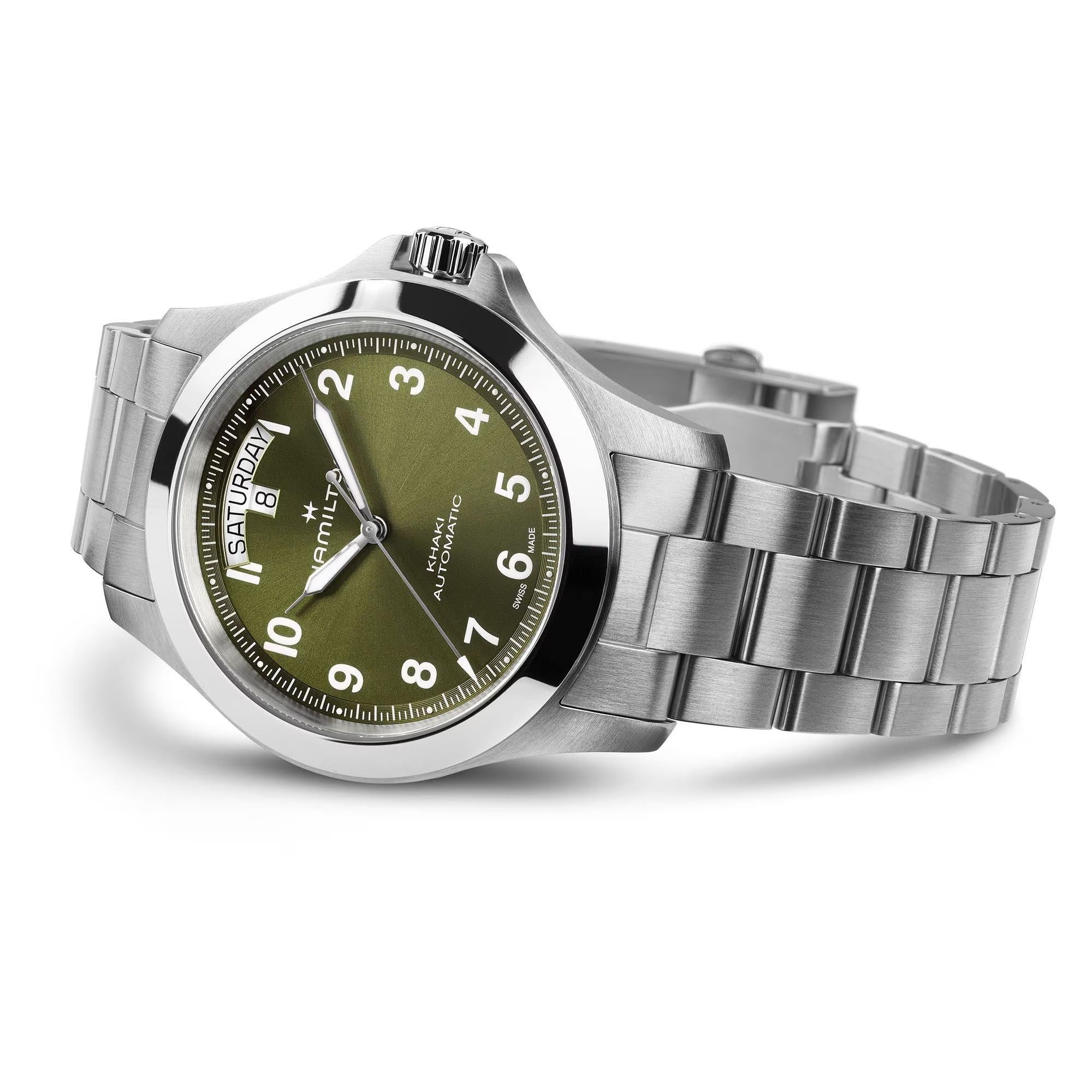 Hamilton Khaki Field King 40mm green sunray dial day-date steel automatic watch H64475160